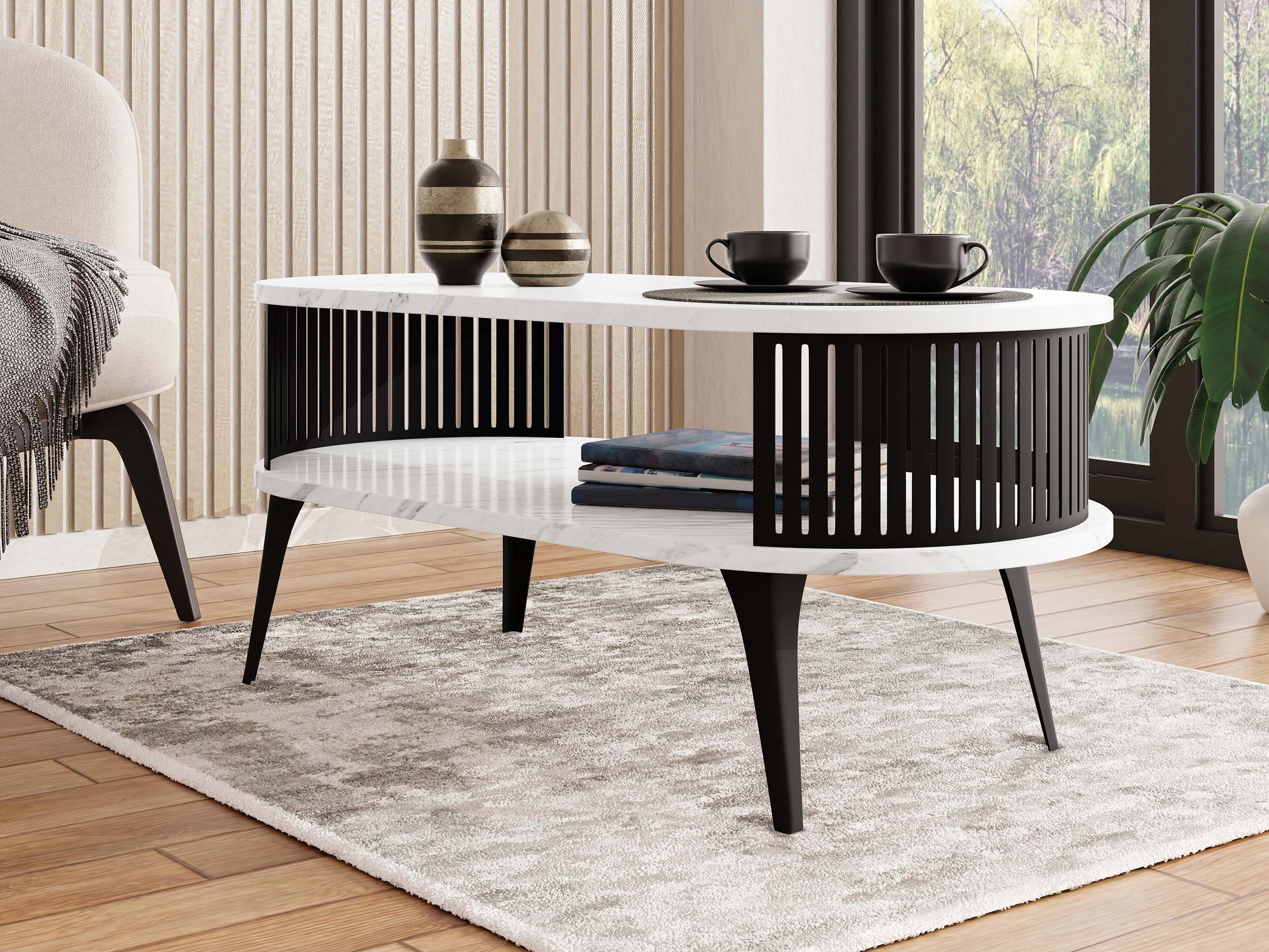 MIRJAN24 Couchtisch Roenni Oval (mit Regal), günstig online kaufen