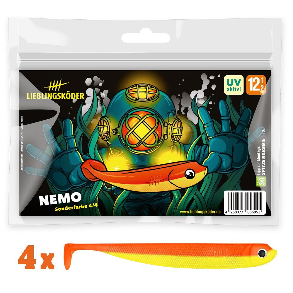 Lieblingsköder Kunstköder 4 Lieblingsköder Gummifische zum Zanderangeln mit Gummifisch 12,5 cm, (1-St)