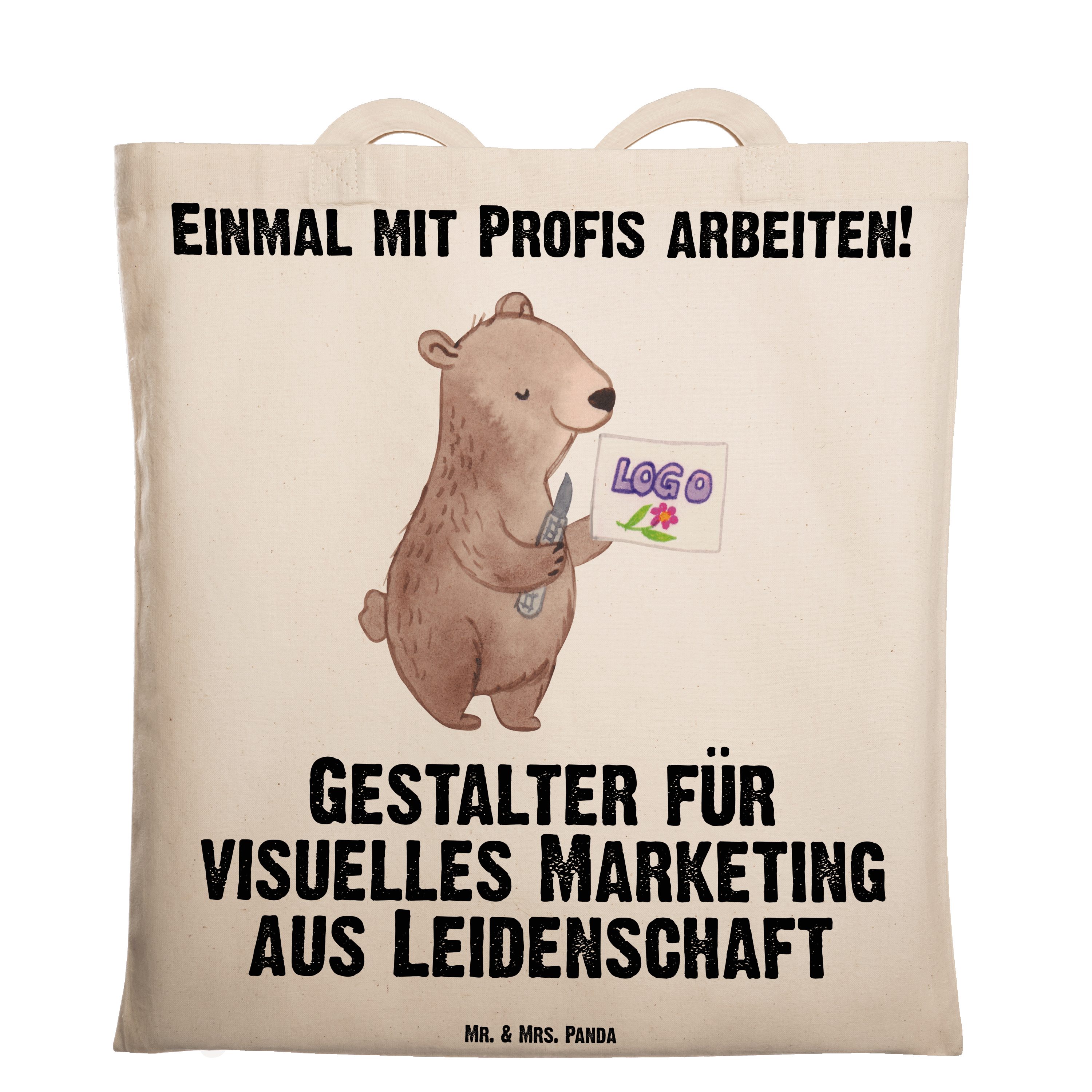 Mr. & aus - Marketing Leidenschaft Gestalter Transparent für Ge visuelles - Tragetasche (1-tlg) Panda Mrs