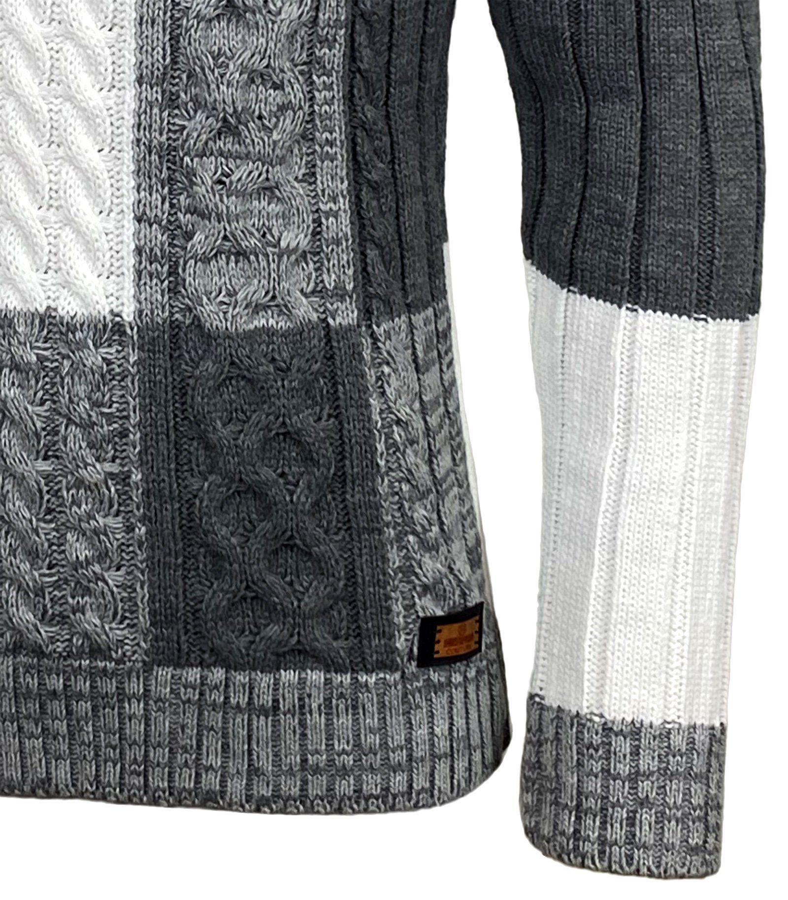 Baxboy Strickpullover Baxboy Herren Grobstrick Pullover Stehkragen Pulli B-51112