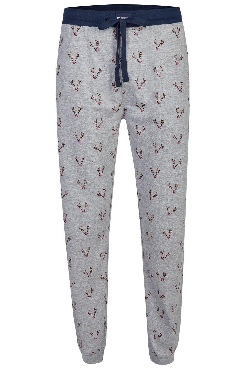 HAPPY SHORTS Schlafanzug HAPPY SHORTS Herren Jersey Pyjamahose Homewear Rentier - Reindeer