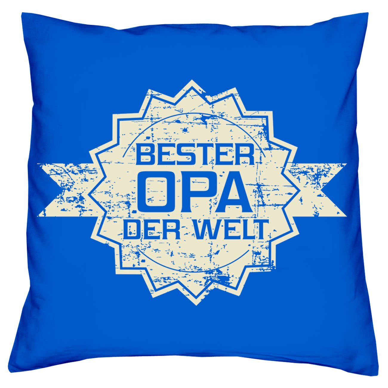 Dekokissen Soreso® Welt der Welt Kissen-Set Geburtstag Oma royal-blau mit Stern Vatertag Muttertag der Stern Geschenk Beste Opa Bester Urkunden,