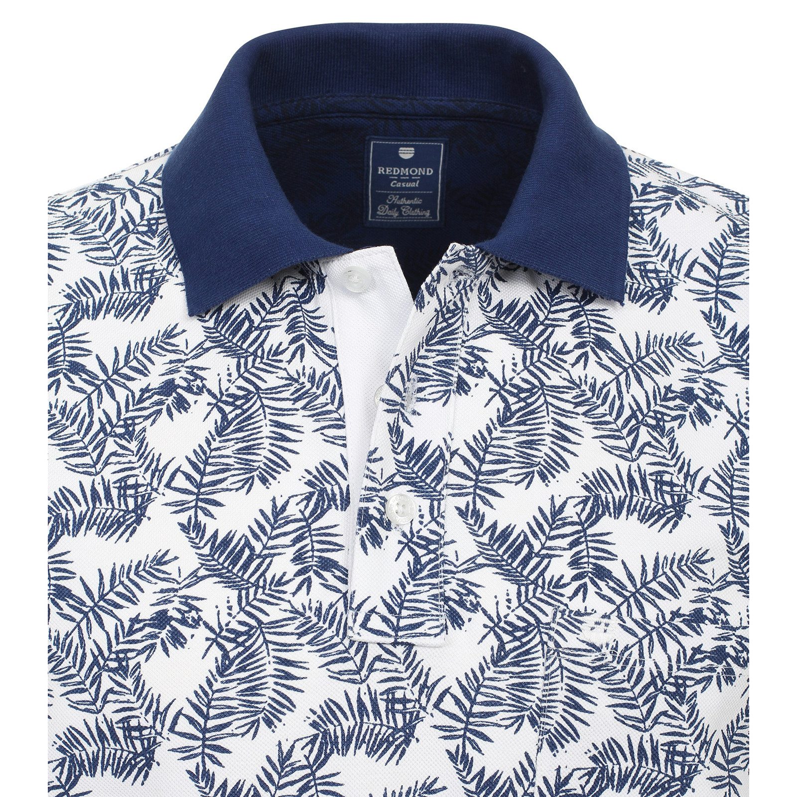 Redmond Poloshirt Redmond XXL Poloshirt blau-weiß Alloverprint floral
