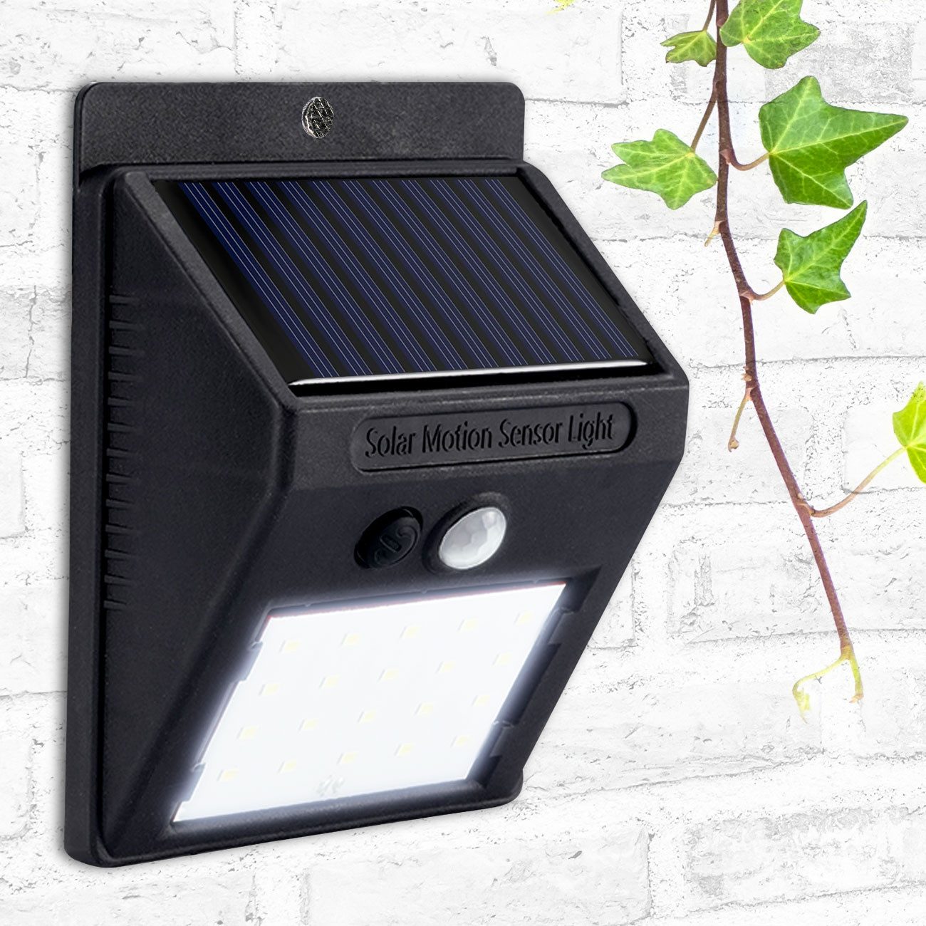 Casativo LED Wandleuchte Solar Leuchte: Bewegungsmelder, 20 SMDs, IP44, hell & sparsam, Lichtstrom: 480 lm