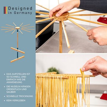 bremermann Nudelmaschine Nudelmaschine für Spaghetti und Lasagne mit Nudeltrocker aus Bambus