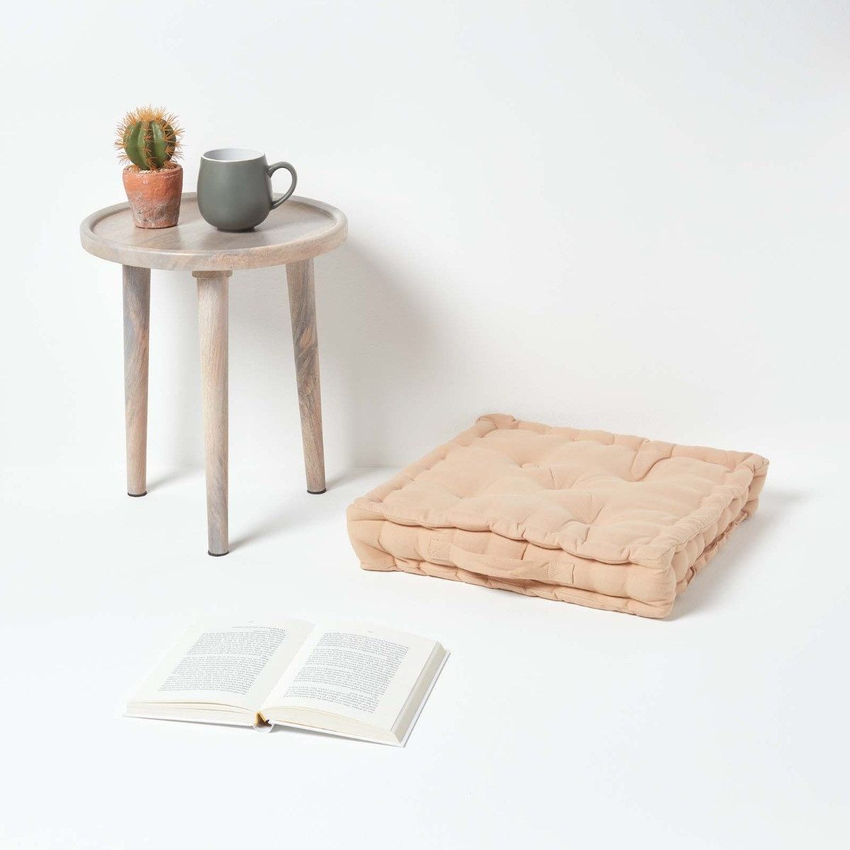 Homescapes Bodenkissen Sitzkissen unifarben beige 40 günstig online kaufen