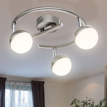 Globo LED Deckenleuchte, LED-Leuchtmittel fest verbaut, Warmweiß, Ceiling lamp bedroom light 3-flame LED ball chrome matt D 26cm