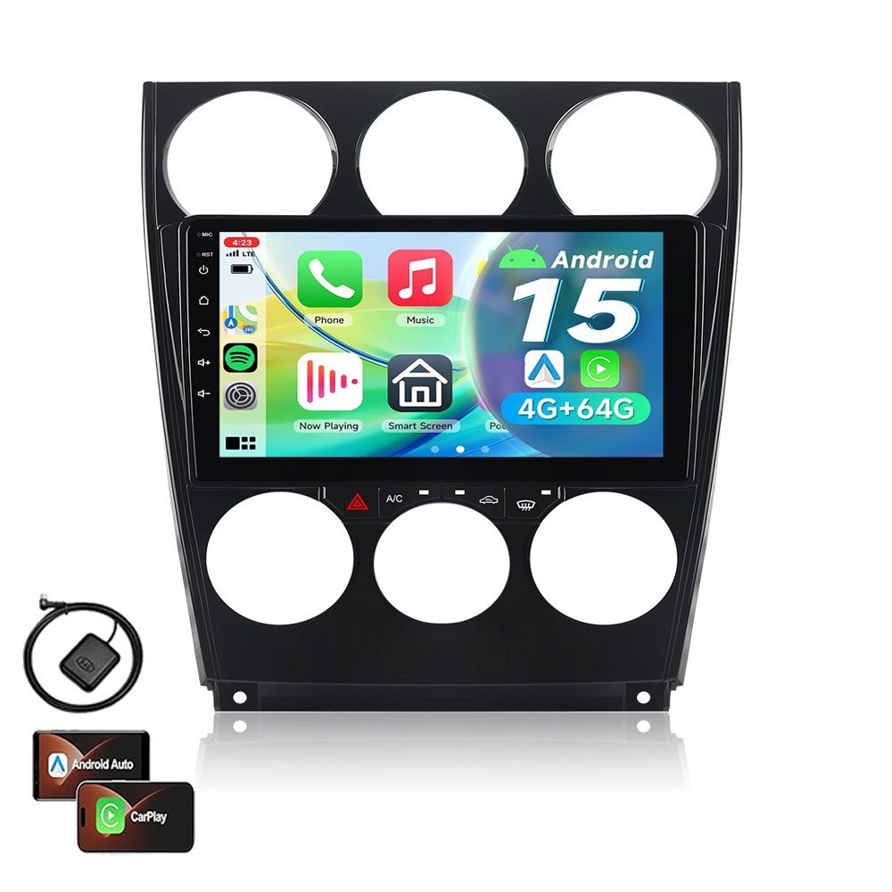 A-Sure 8-Core FM ​Für Mazda 6 GG GY 2002-2008 Carplay Bluetooth5.0 Android 15 Autoradio (Digitalradio (DAB), AM, 1280*800 IPS Screen, RDS, DSP, GPS, SWC, Navi, UI Theme, Siri, Mirrorlink, Google play, Netflix, Youtube, Calendar, TikTok)