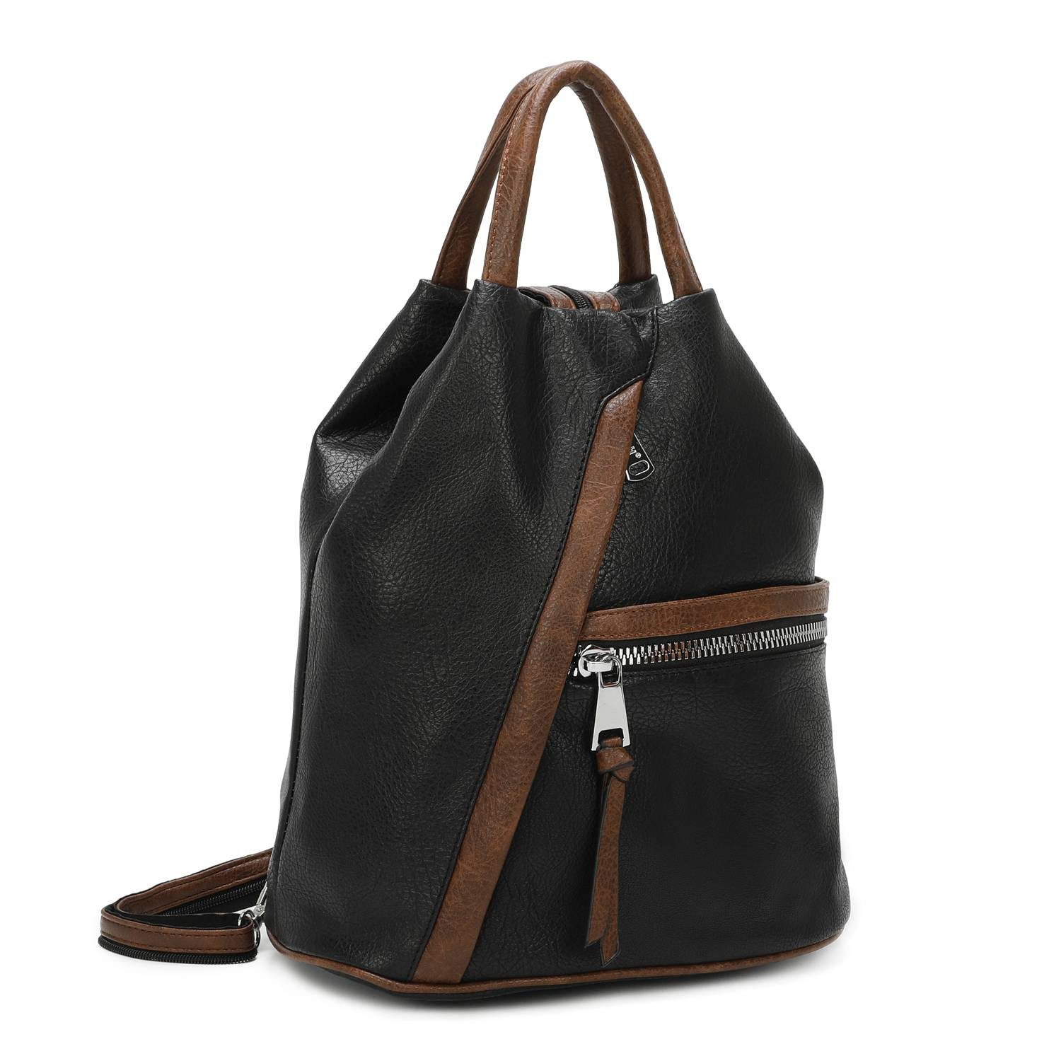 ITALYSHOP24 Rucksack Damen City- TagesRucksack Daypack Backpack Tasche Schultertasche Sport, Handtasche tragbar, Leder Optik viele Farben/Variationen, Schule Reise