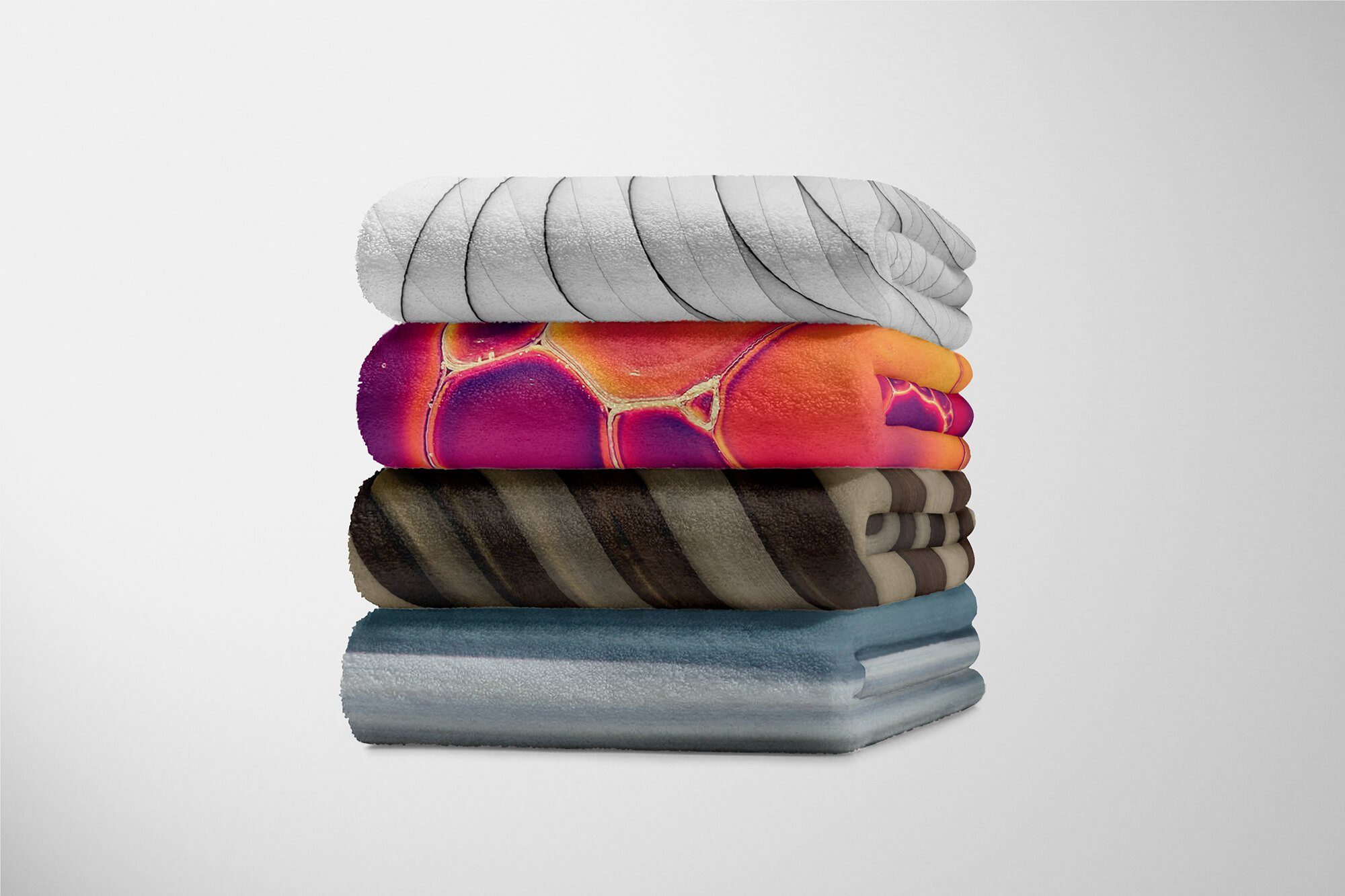 Baumwolle-Polyester-Mix Art Abstrakt Kuscheldecke Handtuch Kunstvoll, Strandhandtuch (1-St), Fotomotiv Handtuch Handtücher Spiralen Saunatuch mit Sinus