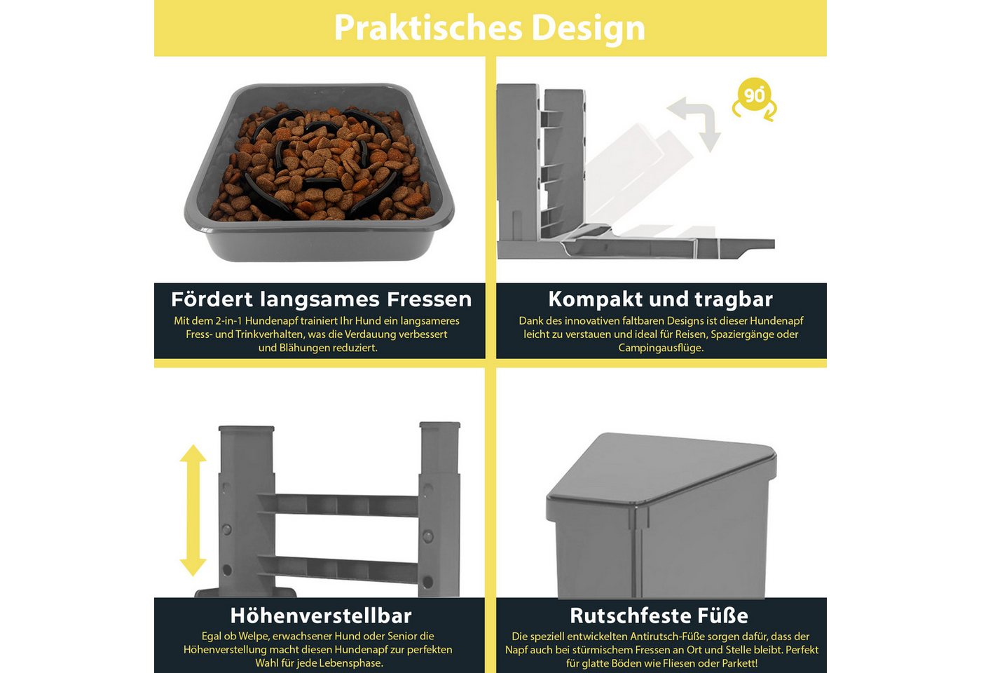 Thumbnail - ELS PET Futternapf ELS PET Höhenverstellbarer, Faltbarer Hundenapf 2-in-1, Kunststoff
