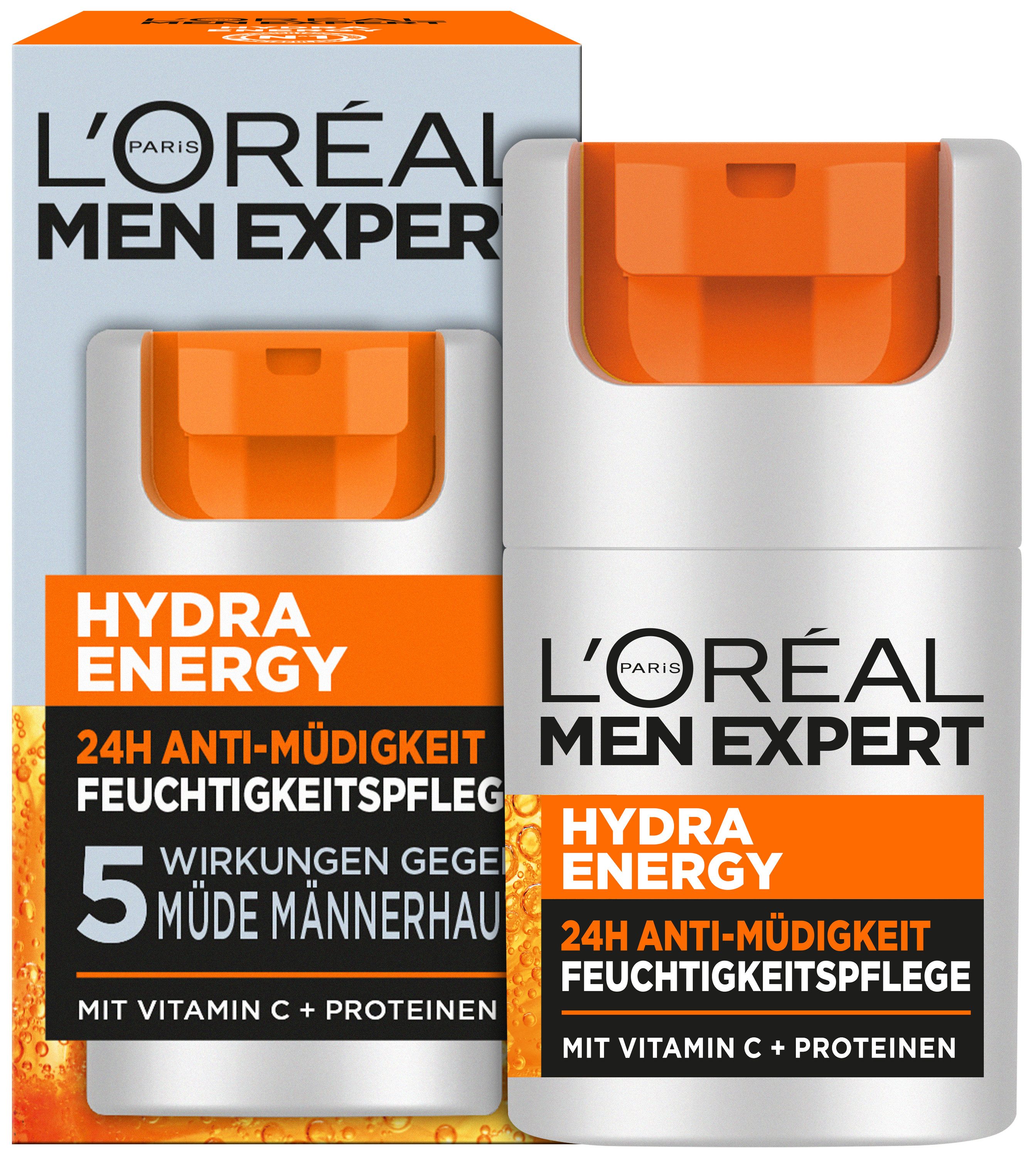 L'ORÉAL PARIS MEN EXPERT Gesichtsgel HYDRA ENERGY 24H ANTI-MÜDIGKEIT FEUCHTIGKEITSPFLEGE, hilft bei müder Haut, feuchtigkeitsspendend