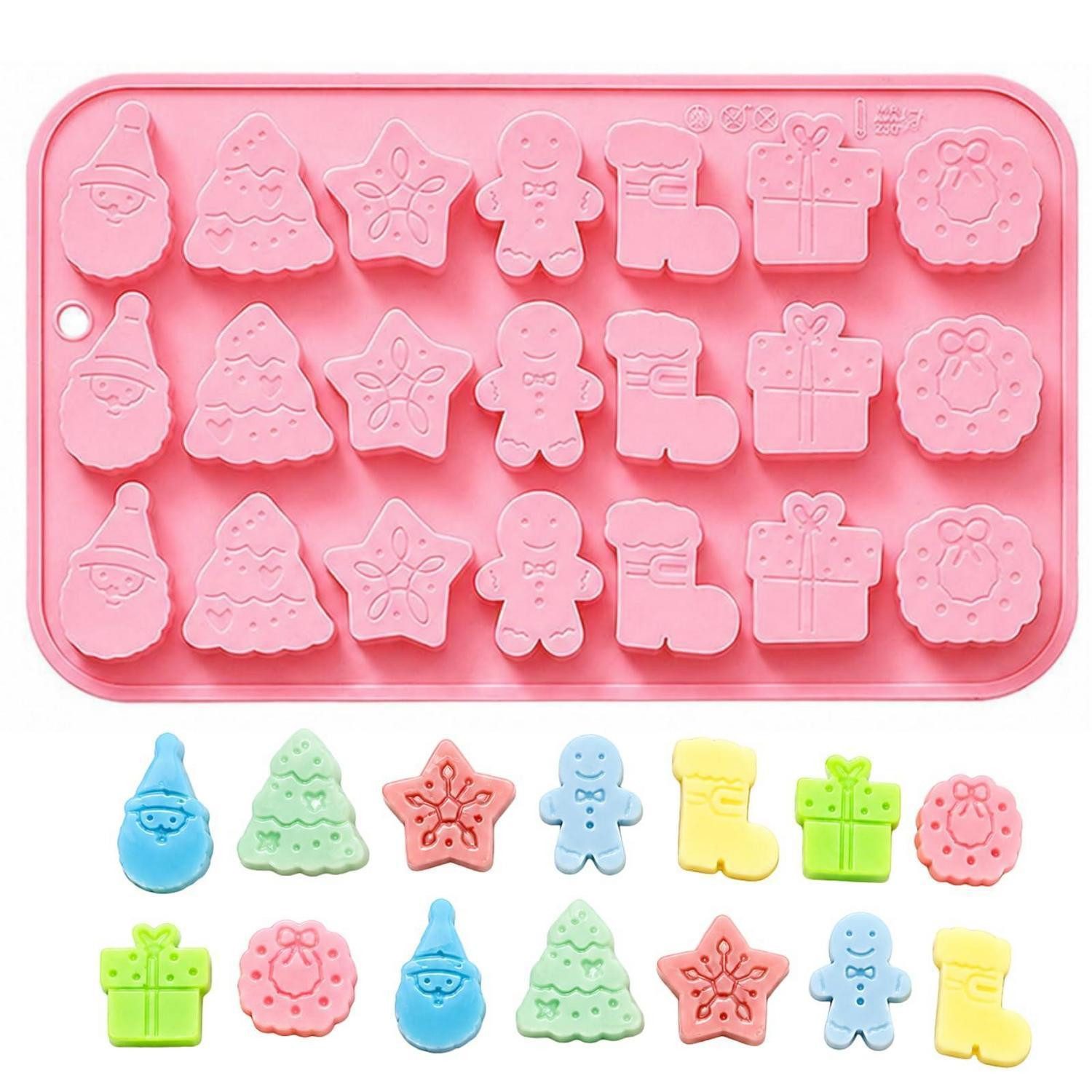 LuxusKollektion Schokoladenform Weihnachts-Silikonform 21 Mulden Weihnachtsmann Lebkuchenmann