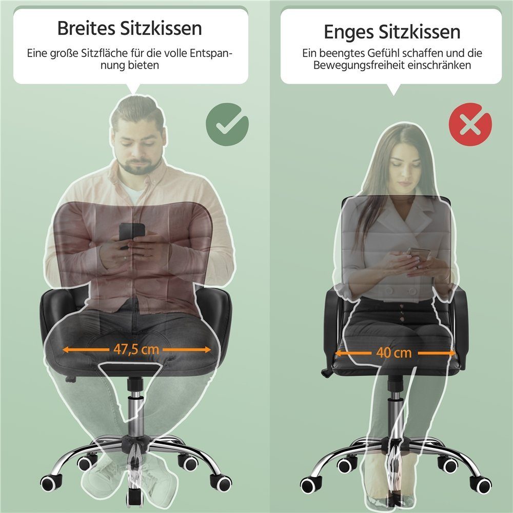 höhenverstellbar Ergonomischer schwarz Drehstuhl, Yaheetech Bürostuhl Schreibtischstuhl