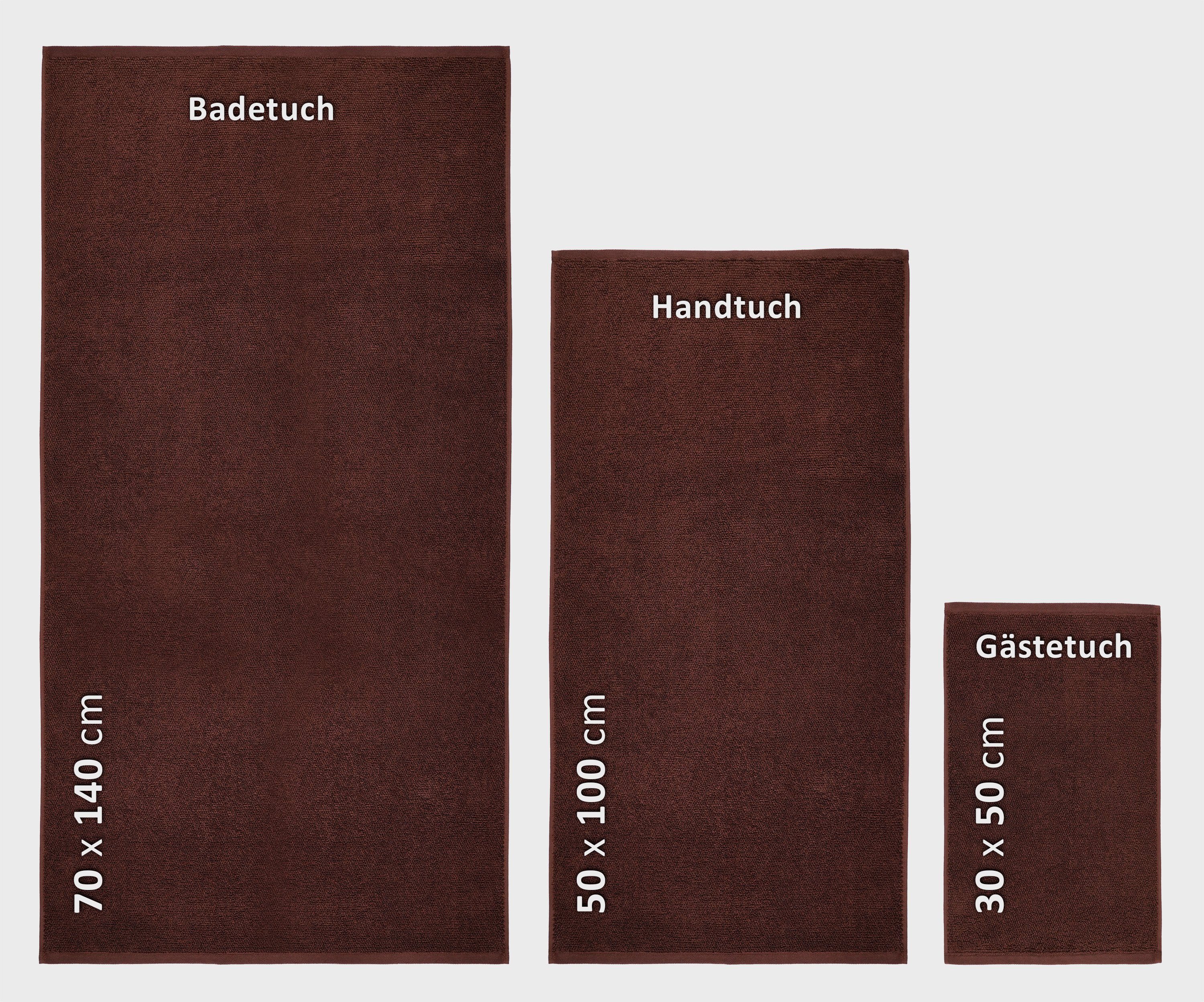 Beautex Handtuch Set, in Made 100% 550g/m) Frottier Dunkelbraun Frottier, Premium Set (Multischlaufen-Optik, Europe, aus Handtuch Baumwolle Set