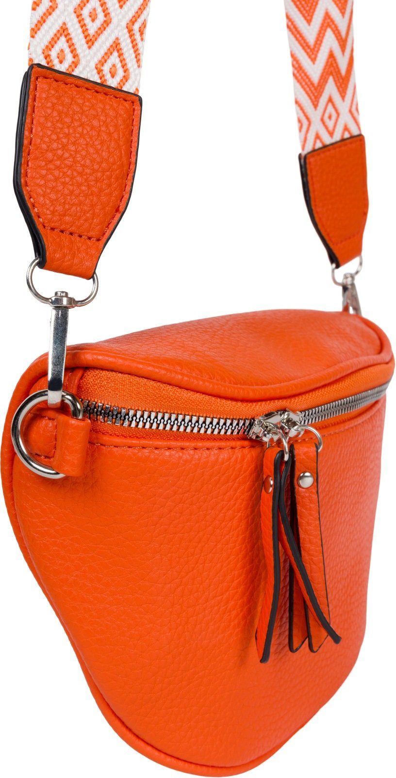 (1-tlg), Raute Crossbody Bag Umhängetasche styleBREAKER Zick-Zack Orange Halbmond