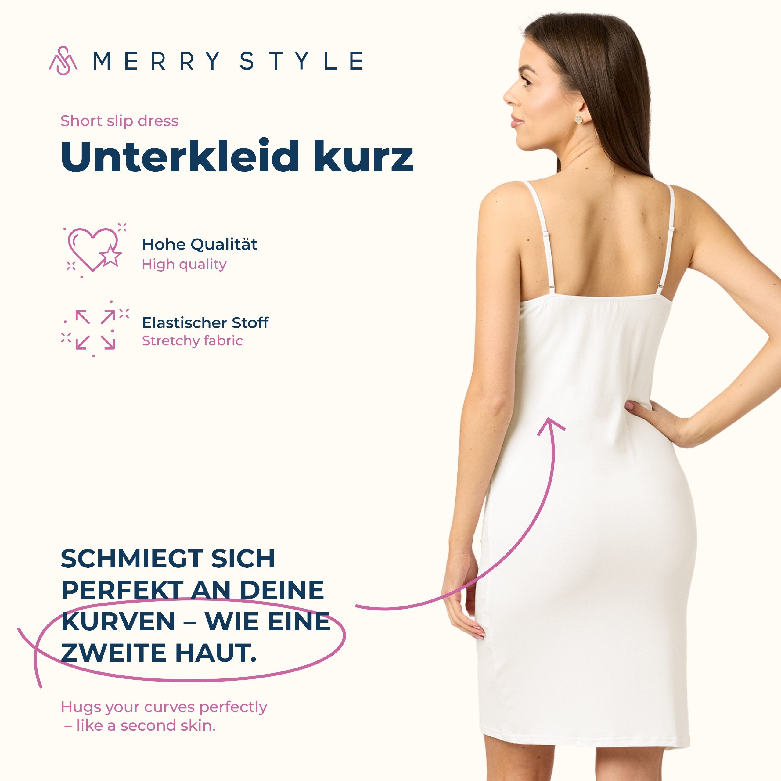 Merry Style Unterkleid Damen kurz Viskose MS10-203 (1-tlg) verstellbare Träger