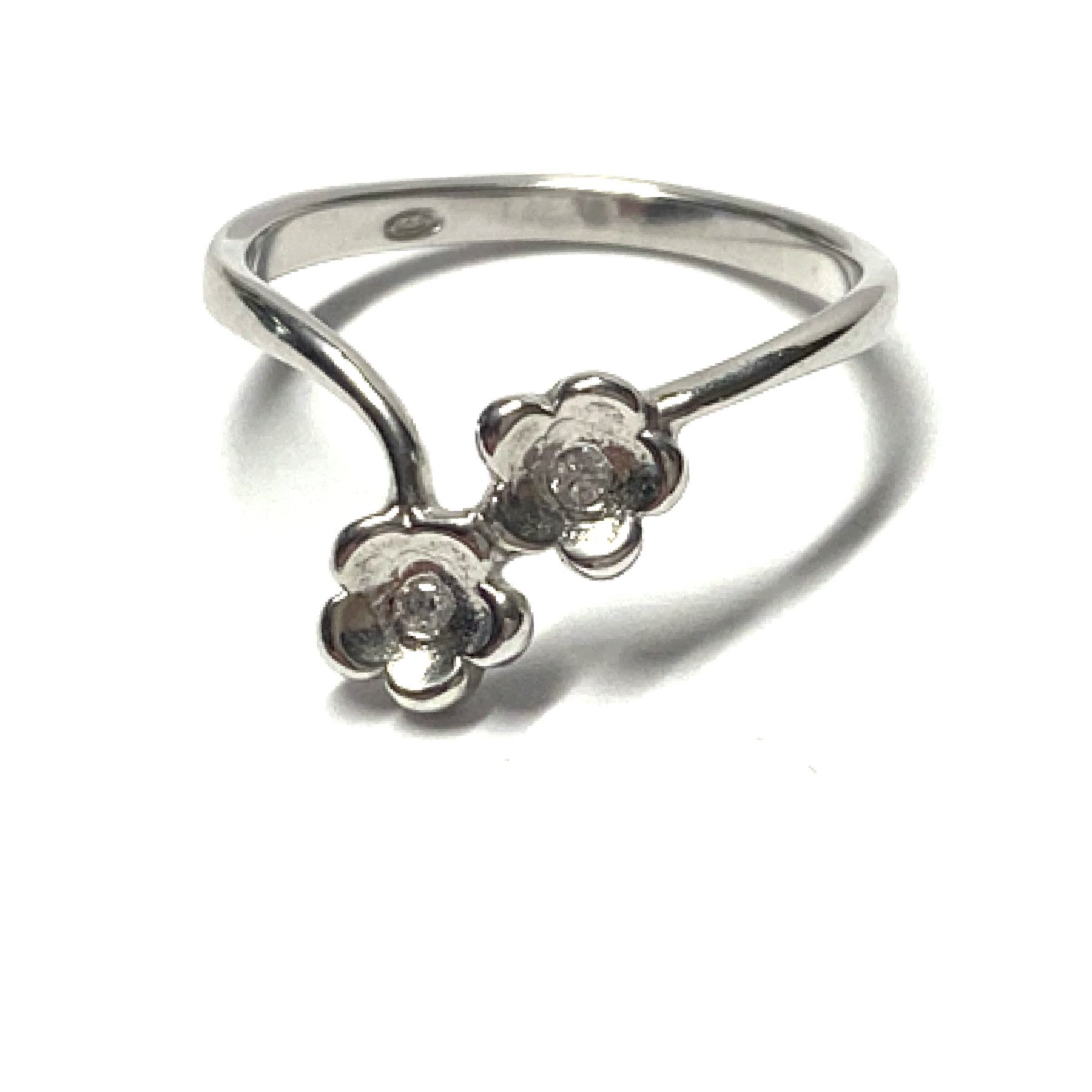 Edelschmiede925 Silberring Ring 925 Silber schmal dezent einfarbig Blüten Fingerring #52
