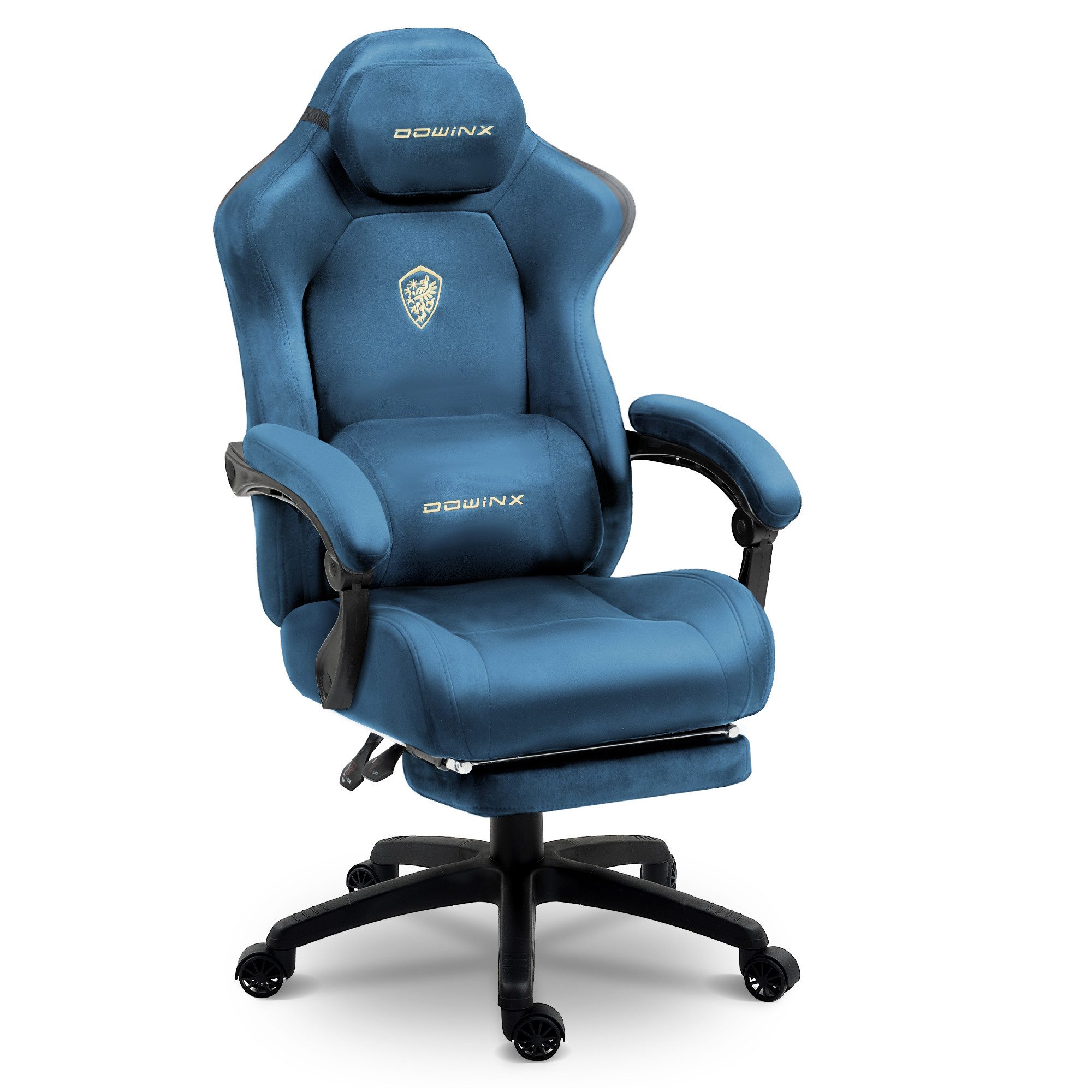 Dowinx Gaming-Stuhl Atmungsaktiver und Ergonomischer Bürostuhl aus Mikrofaser-Velours (Packung), Weiches Sitzgefühl, Verstellbarer Schreibtischstuhl mit Fußstütze