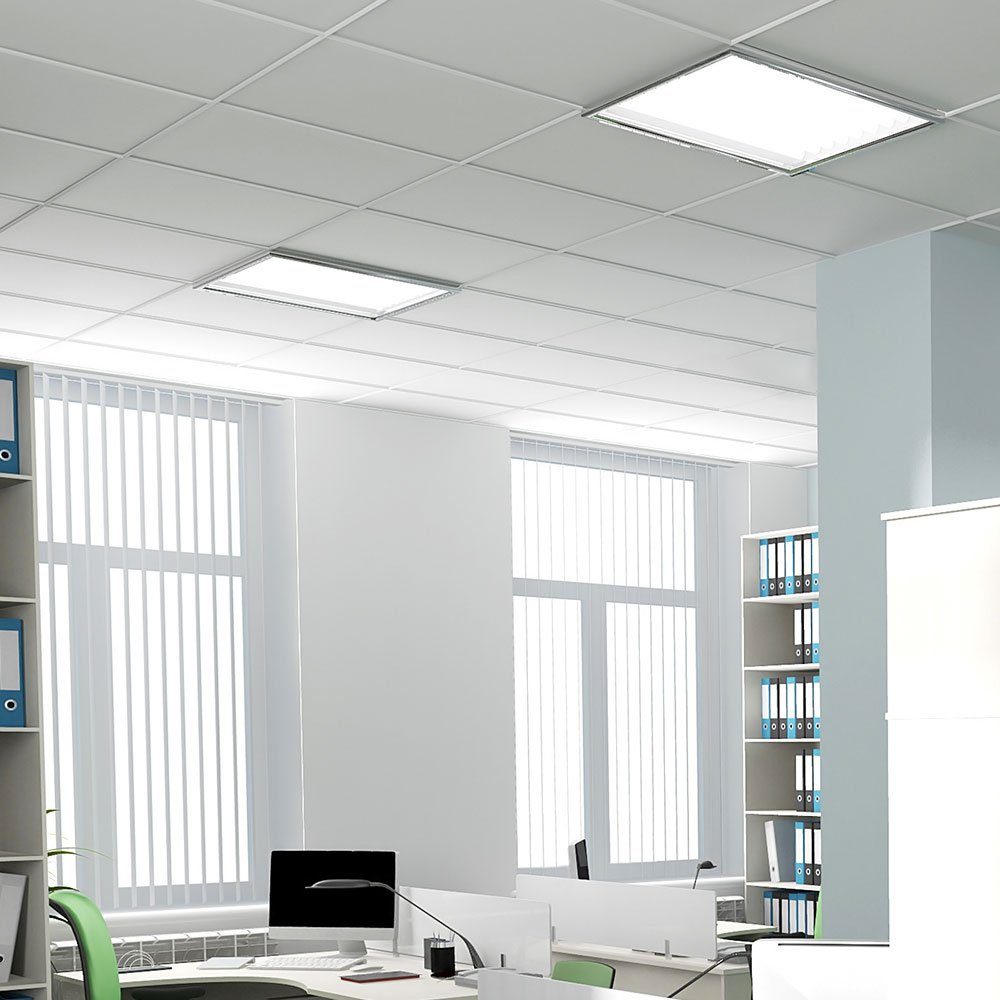 etc-shop LED Deckenleuchte, LED-Leuchtmittel fest verbaut, Kaltweiß, Tageslichtweiß, 2er Set LED Ein Aufbau Decken Leuchten Raster Panel Büro Beleuchtung