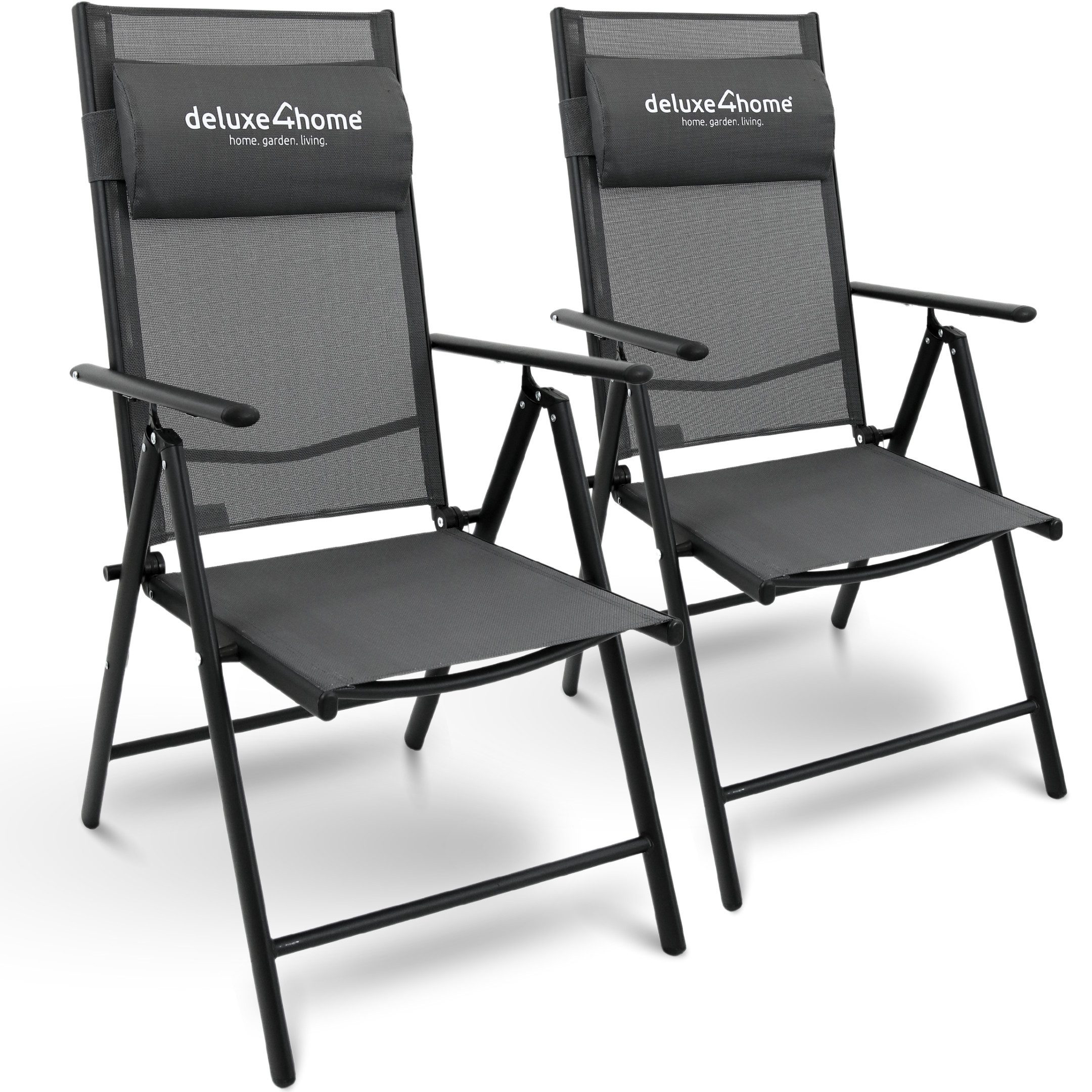 deluxe4home Gartenstuhl Hochlehner aus Metall, Klappbar & 7-stufig verstellbar