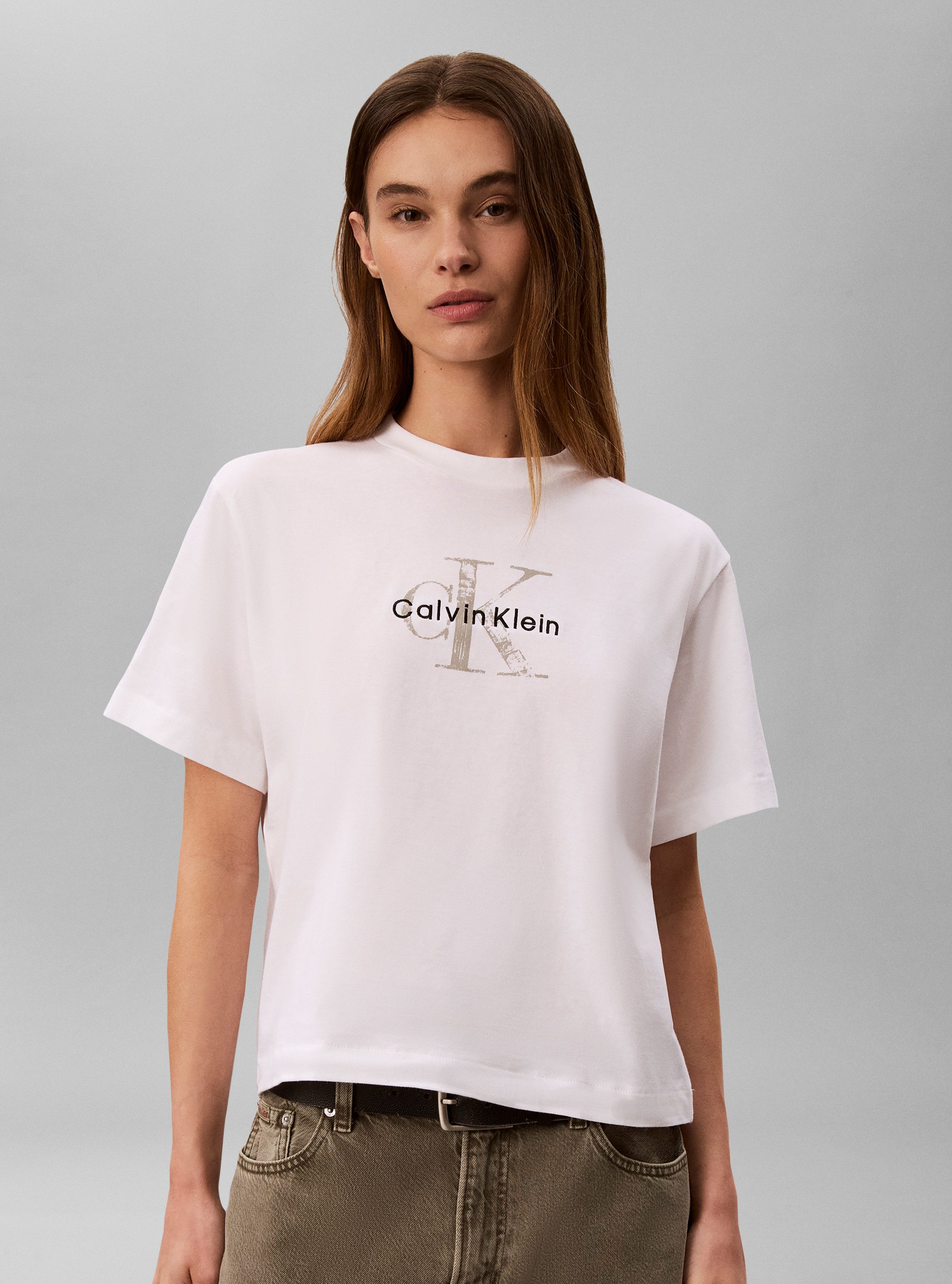 Calvin Klein T-Shirt BOXY HAND DRAWN MONOLOGO TEE Regular fit, Logoschriftzug