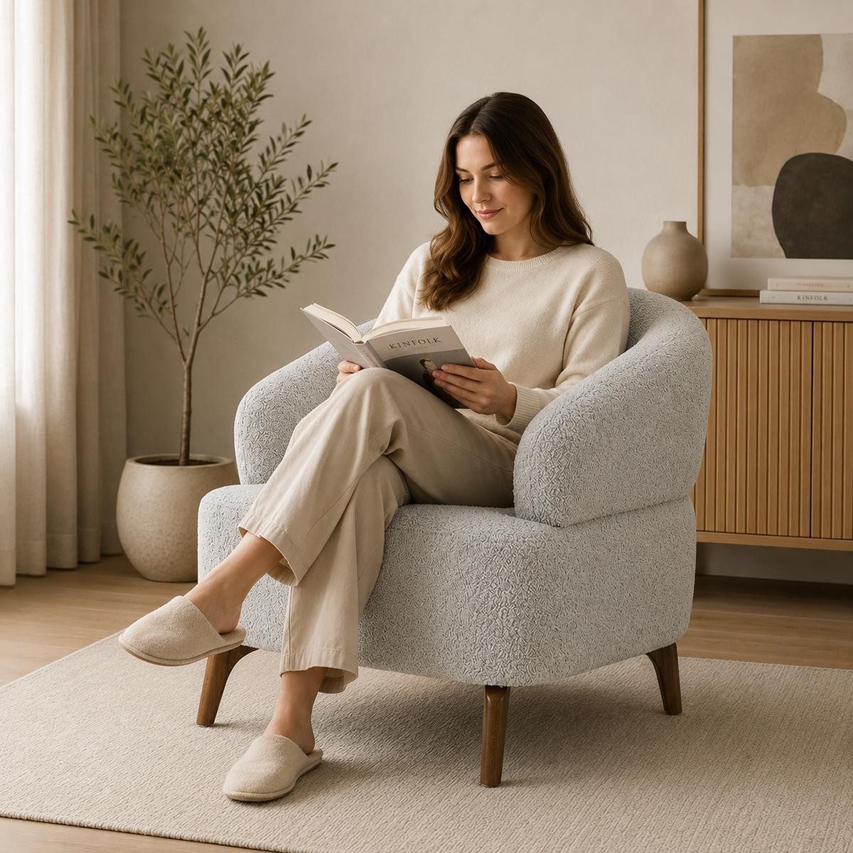 JVmoebel Loungesessel Sessel Weiß Minimalistisches Design Moderner Stil Gemütlich Weich (1-St), Made in Europa