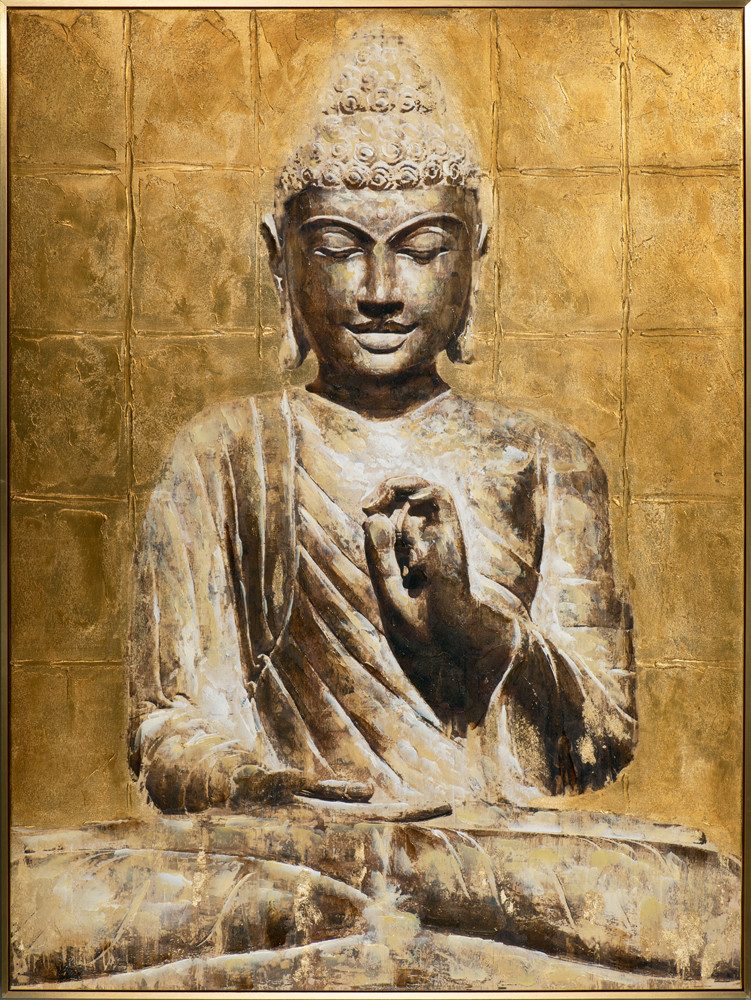 ArtUniverse Gemälde Goldener Buddha 92x122 cm, Menschenmotiv