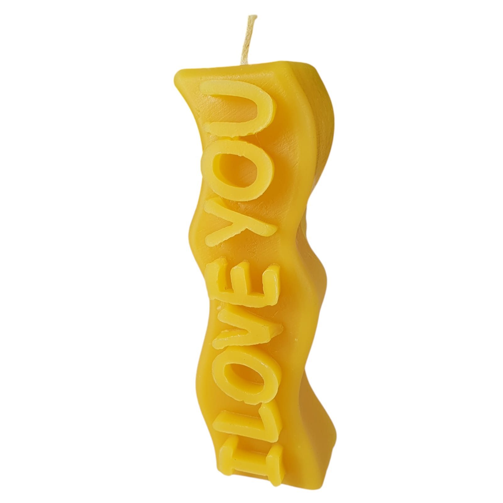 Aspinaworld Bienenwachskerze I Love You Kerze 11 cm natur – Schrift auf Wellenform (1-tlg)