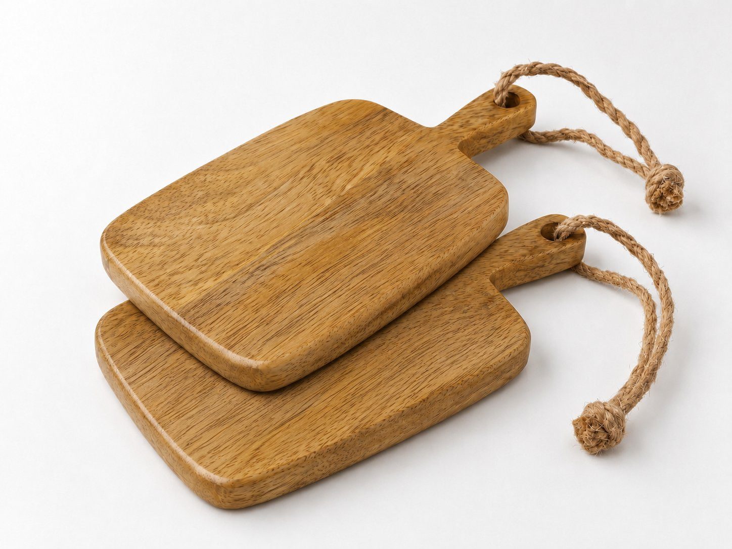 WestCraft Käsebrett Stilvolle mini Holz-Servierbretter mit Griff für Tapas und Co., Holz, (2-St), Schneidebrett, Brettchen, Holz-Brett mit Griff und Aufhängung