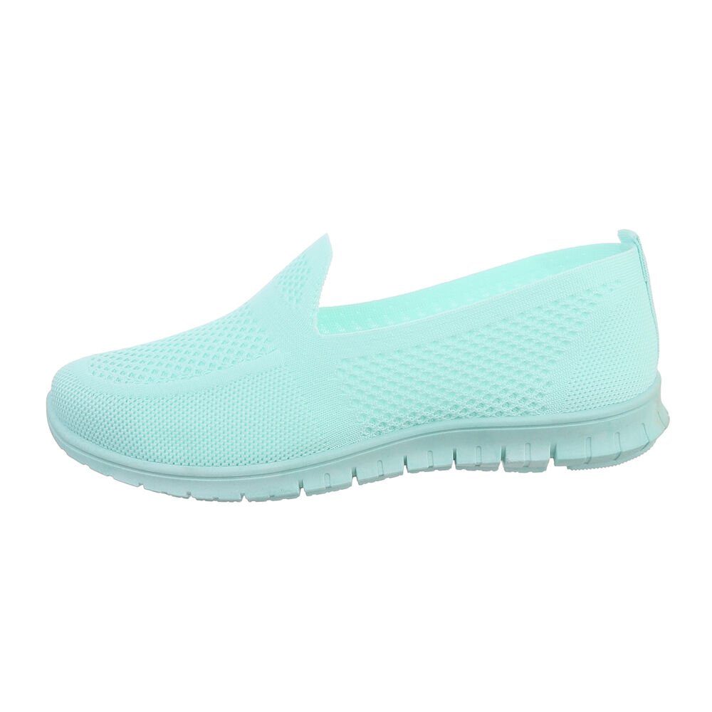 Sneakers Freizeit Damen Low Flach Low-Top Slipper Ital-Design Türkis in