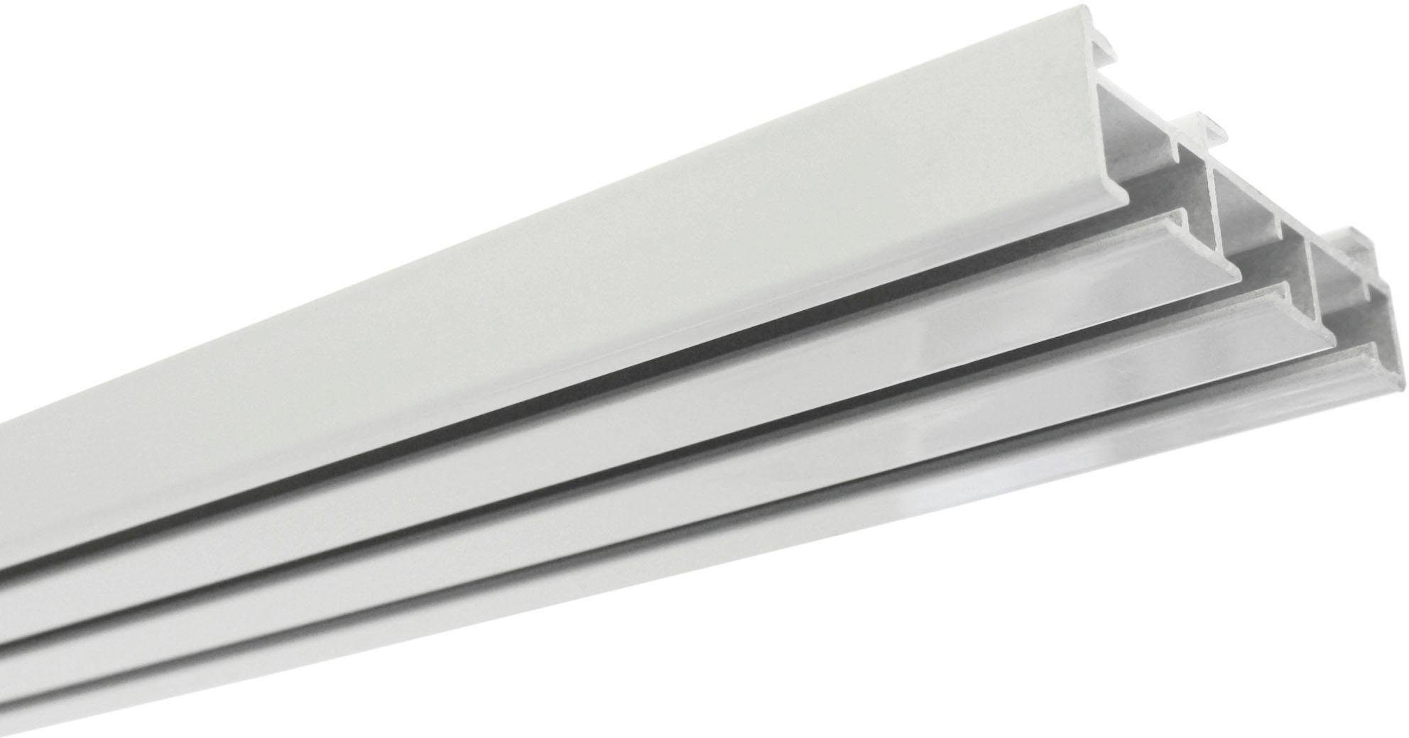 GARDINIA Gardinenschiene Flächenvorhangschiene 3-läufig, kürzbar, mit Bohren, Aluminium, 3-läufig