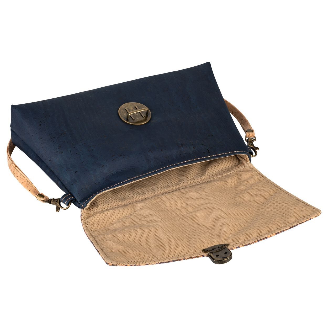 Kork-Deko.de Handtasche Kleine blaue Kork-Clutch – vegan, mit Reißverschluss