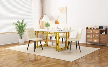 SIKAINI Esstisch (Moderner Esstisch mit Metallbeinen, geeignet für Esszimmer, Wohnzimmer, schwarze Farbe, ohne Stühle, 1-St., Luxuriöser, leichter Esstisch mit goldfarbenen Metallbeinen), Einzelner Luxus-Esstisch