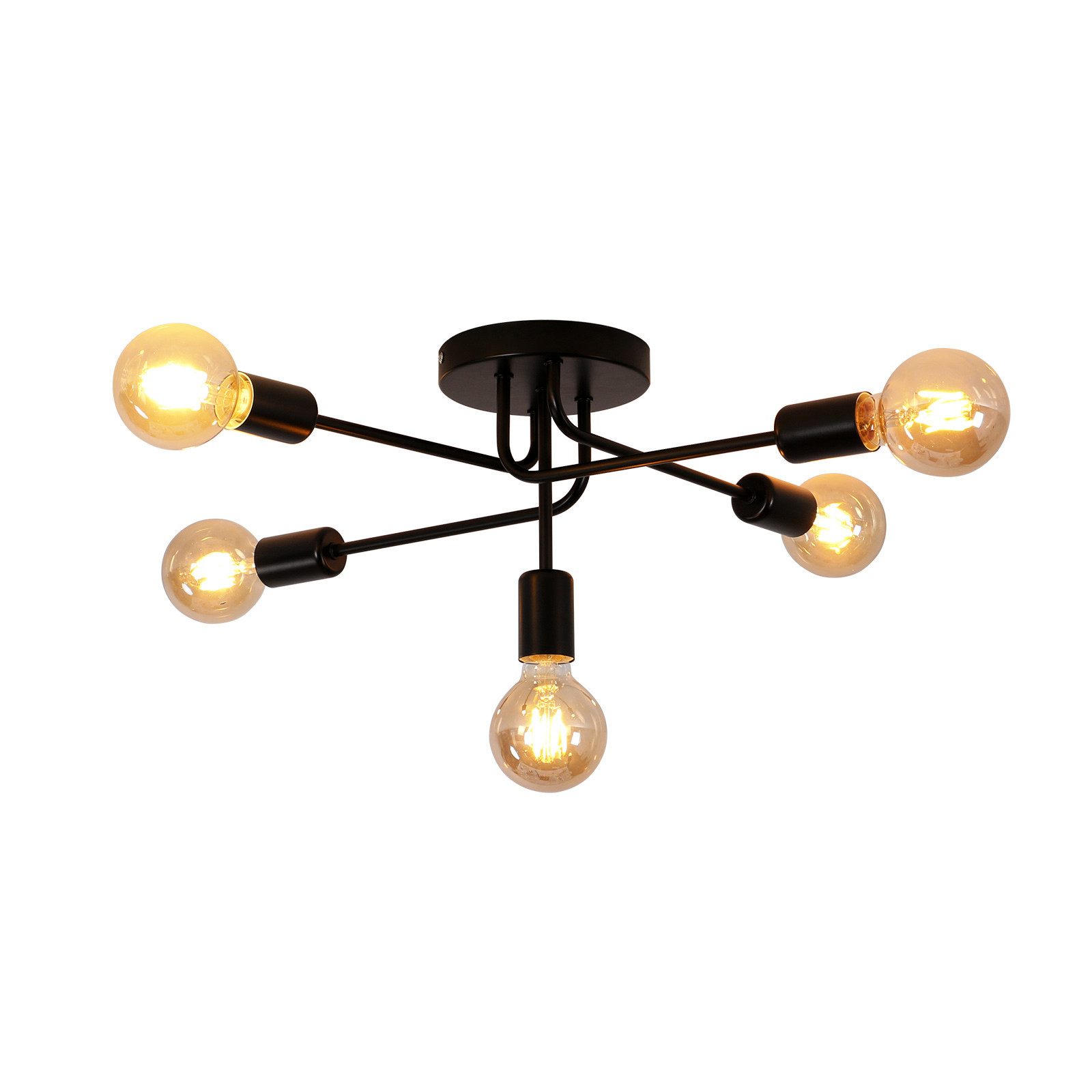 Riserva LED Deckenleuchte Schmiedeeiserne Deckenleuchte, goldene Dekoleuchte, E27, 5-flammig, Klassischer Stil, einfache Installation, ohne Leuchtmittel