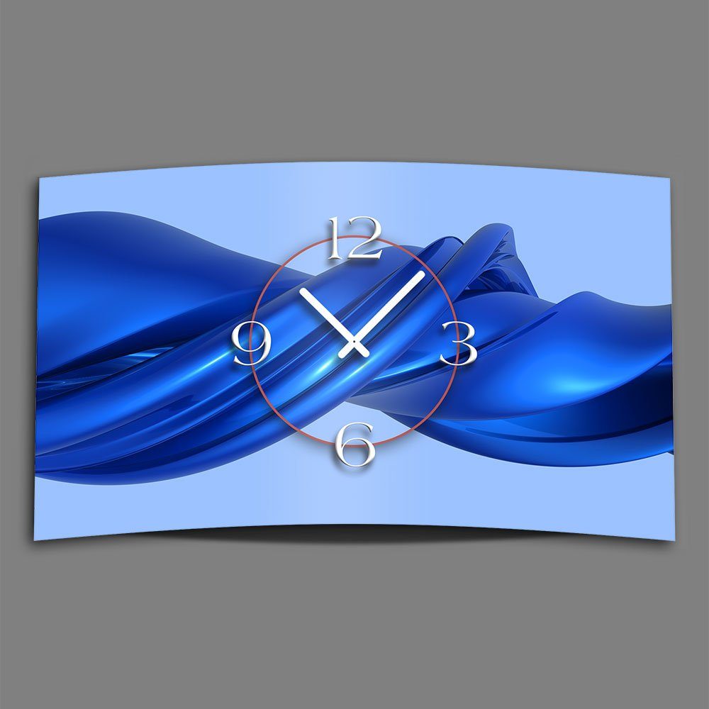 dixtime Wanduhr Digital Designer Art Alu-Dibond) blau modernes Designer (Einzigartige aus Wanduhr Wanduhren abstrakt 4mm 3D-Optik