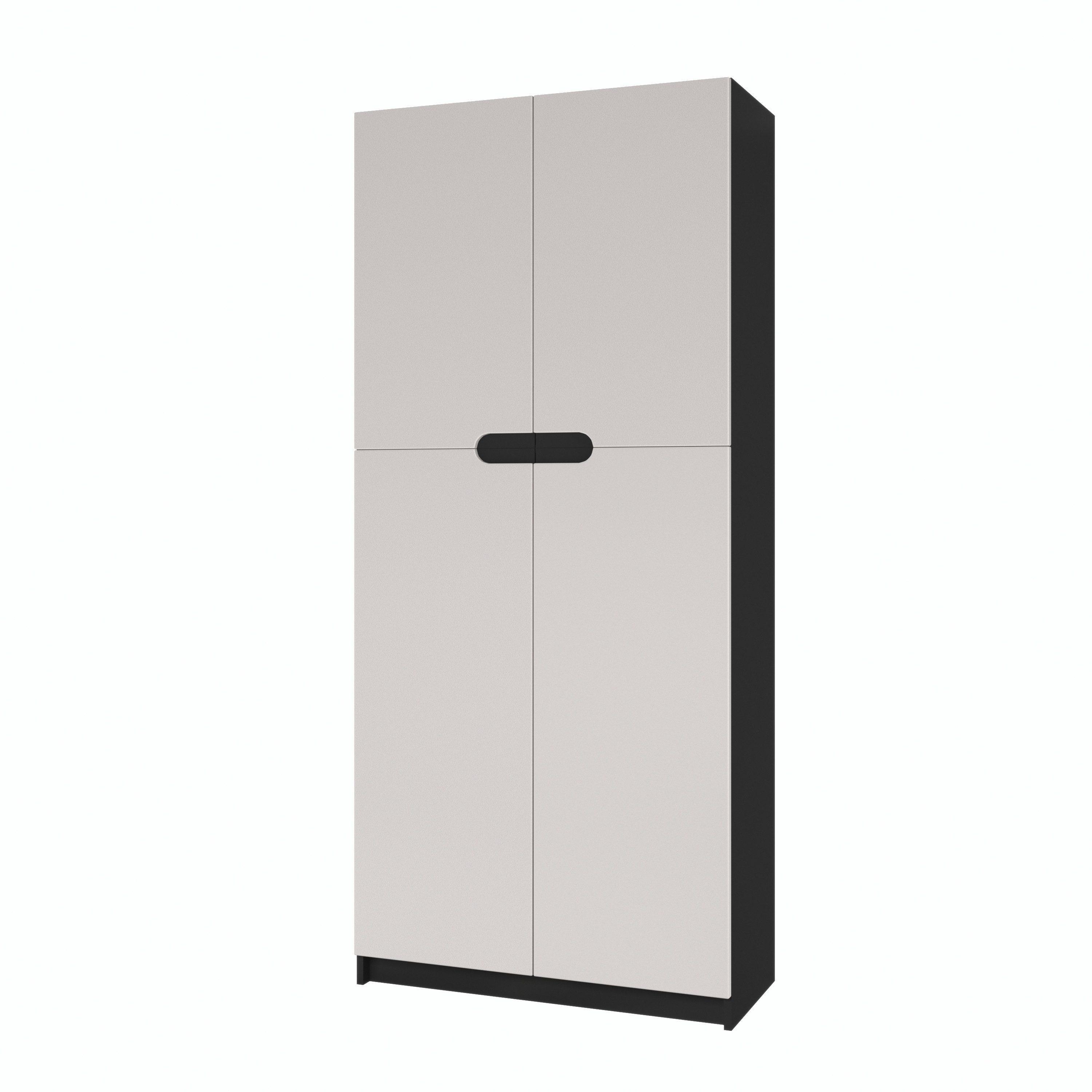 Vladon Aktenschrank Logan (Aktenschrank, mit 5 Fächern und 4 Türen) Schwarz matt/Cashmere (82 x 184 x 37 cm)