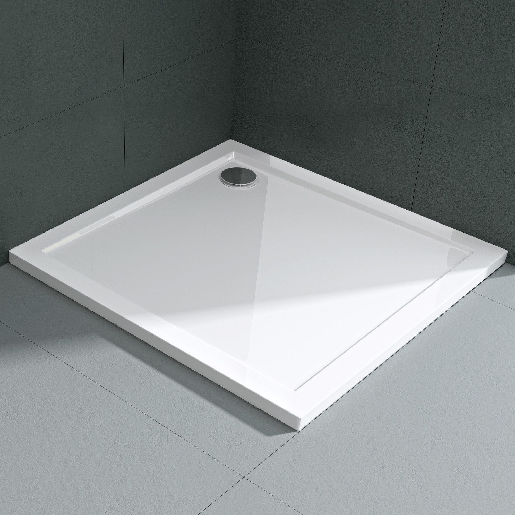 Mai & Mai Duschwanne Duschtasse Acryl Duschwanne quadratisch 4/14 cm flach in Weiß Faro1, Quadratisch, Sanitäracryl, wahlweise mit oder ohne Ablaufgarnitur, bod – Bild 3 von 5