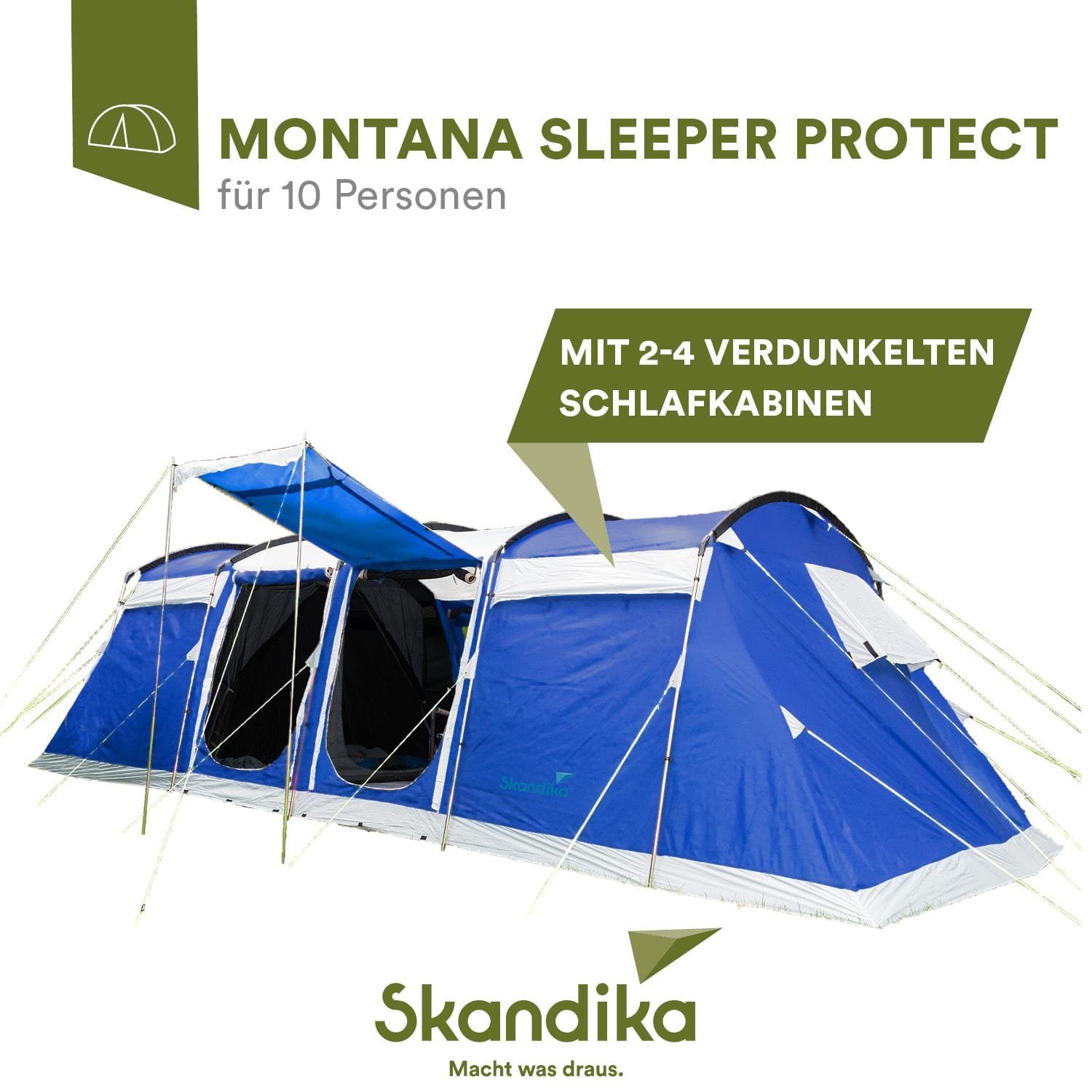 Skandika Tunnelzelt Montana 10 Sleeper Protect (blau) Personen