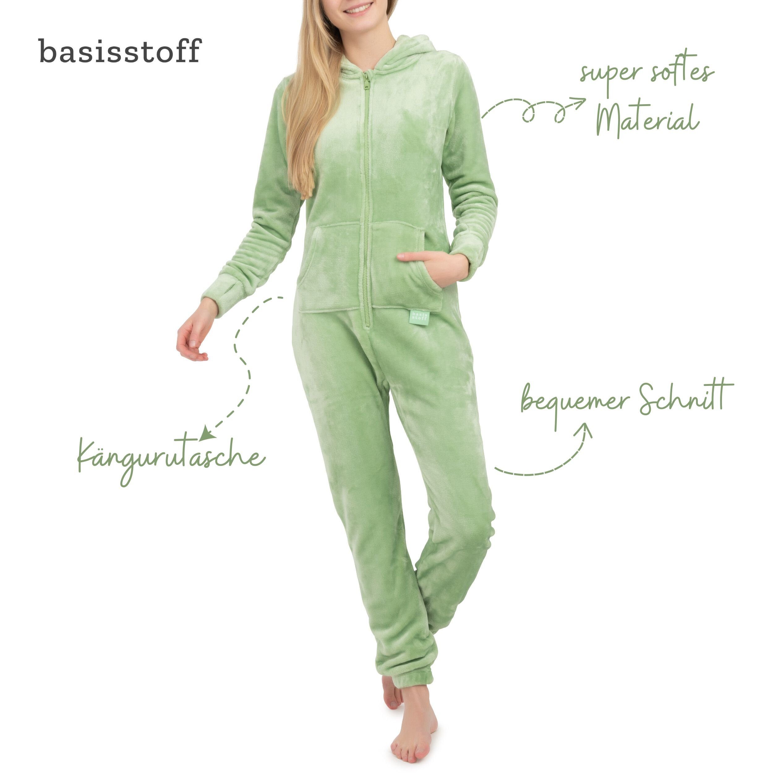 Basisstoff Jumpsuit Kitten Damen Jumpsuit Teddy Fleece Einteiler Overall
