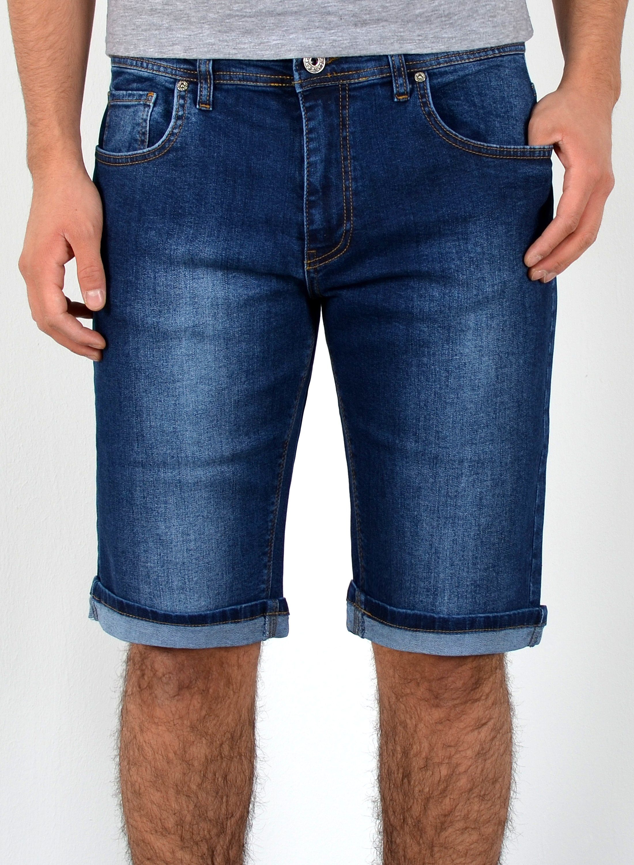 ESRA Jeansshorts A362 Herren Jeans Shorts kurze Hose, bis Übergröße / Plussize Große Größe, Herren kurze Jeans Hose Shorts, Herrren kurze Jeanshose mit Stretch, Jeansshorts für Sommer mit Rissen im Destroyed Look, Herren Capri Jeans Herren Capri Hose Herren Capri Jeanshose, Herren Shorts Jeans Straight Regular Comfort Nachtblau A362