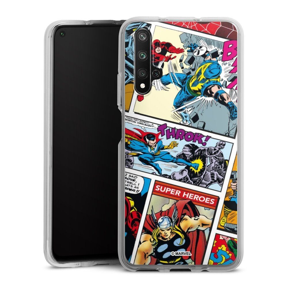 DeinDesign Handyhülle Marvel Retro Comic Blue, Huawei Nova 5T Silikon Hülle Bumper Case Handy Schutzhülle
