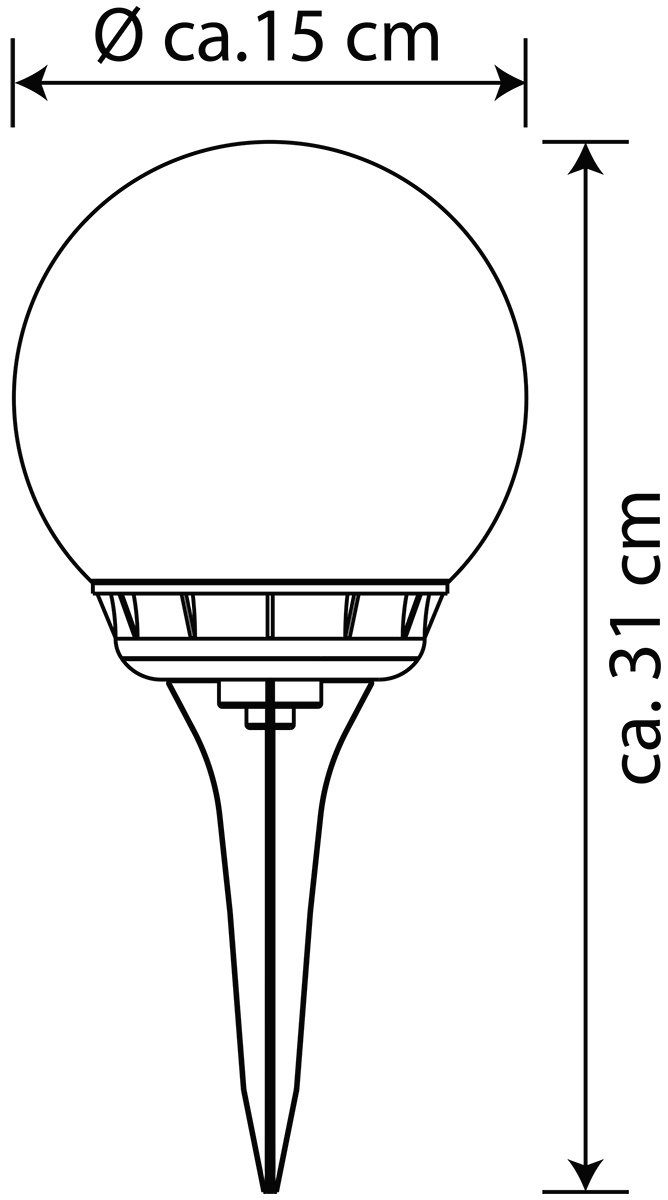 Kugel, integriert, SO16-2 Kugel LED's warmweiß, LED bernsteinfarbene fest LED weiß, Solarleuchte MeLiTec