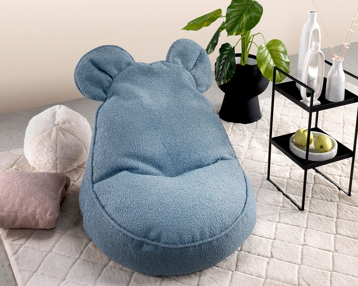 Biscottini Sitzsack Mit Aufbewahrung – 60x35x35 Cm, MDF-Rahmen, Kunstleder, Sitzbank & Fußhocker