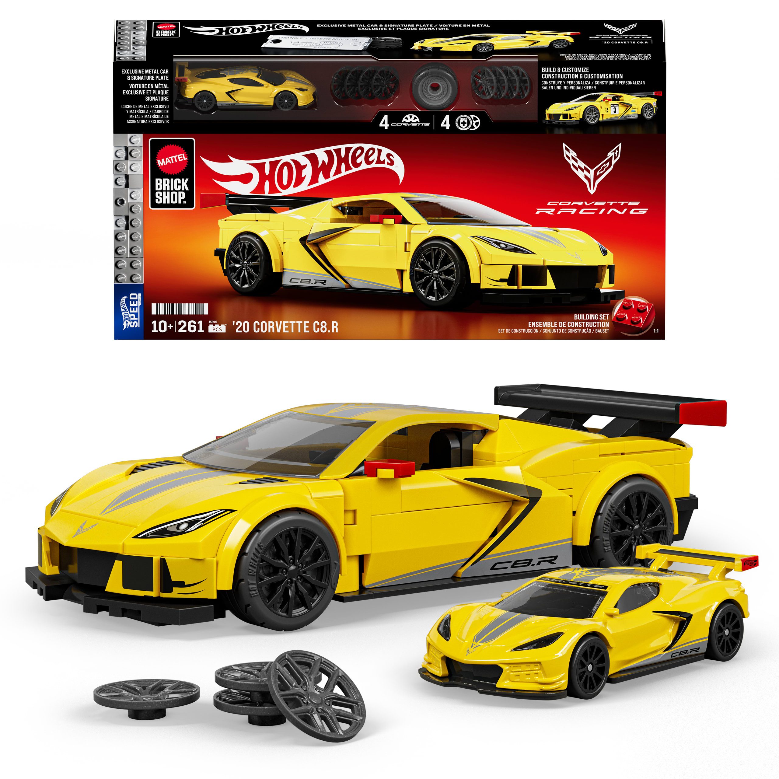 Mattel® Modellbausatz Mattel Brick Shop Hot Wheels Speed Corvette, Maßstab 1:32, (261-tlg)