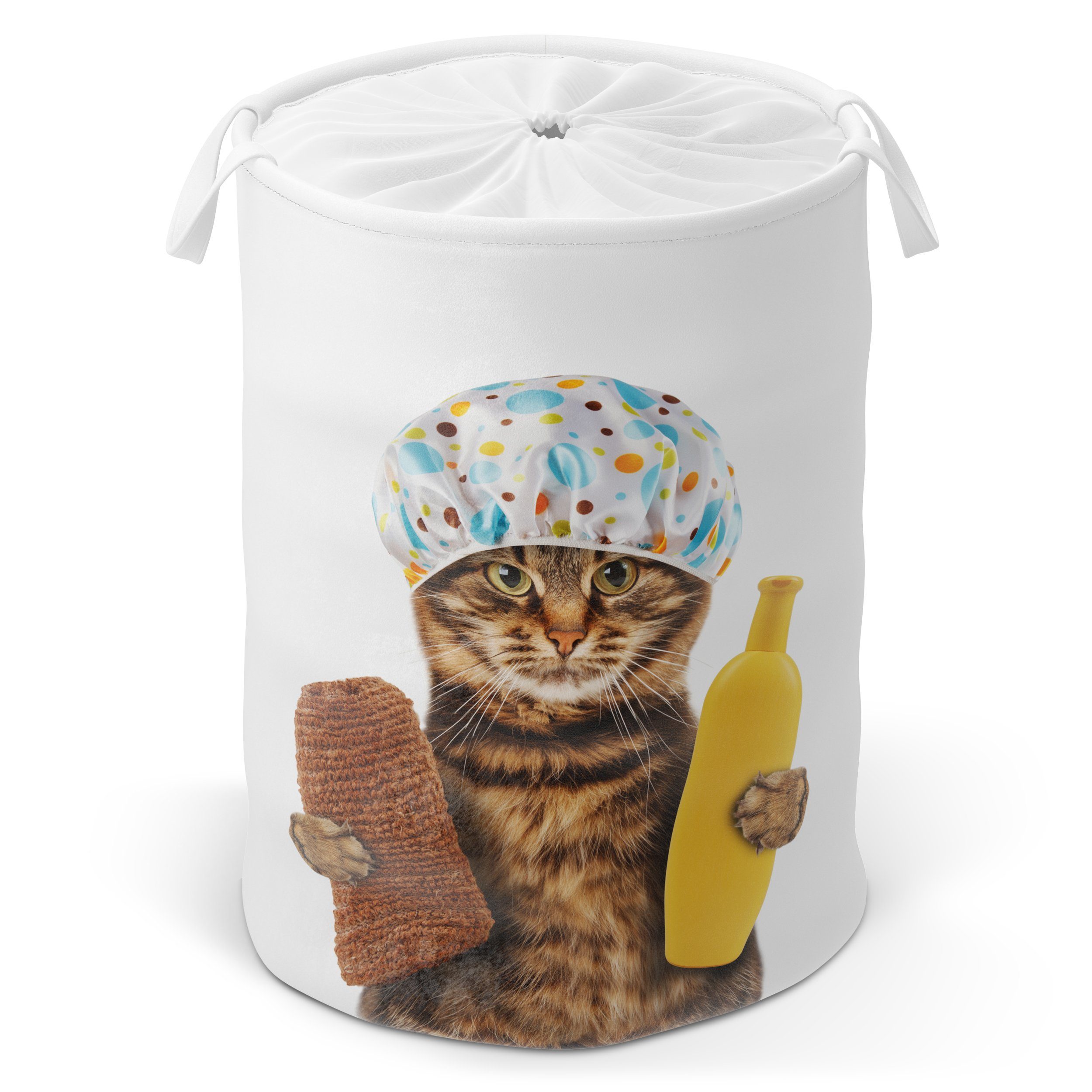 Sanilo Wäschekorb Shower Cat, 60 Liter, faltbar, mit Sichtschutz und Griffen, kräftige Farben