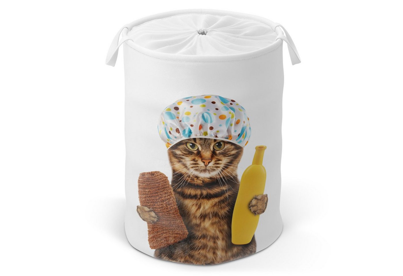 Sanilo Wäschekorb Shower Cat, 60 Liter, faltbar, mit Sichtschutz und Griffen, kräftige Farben