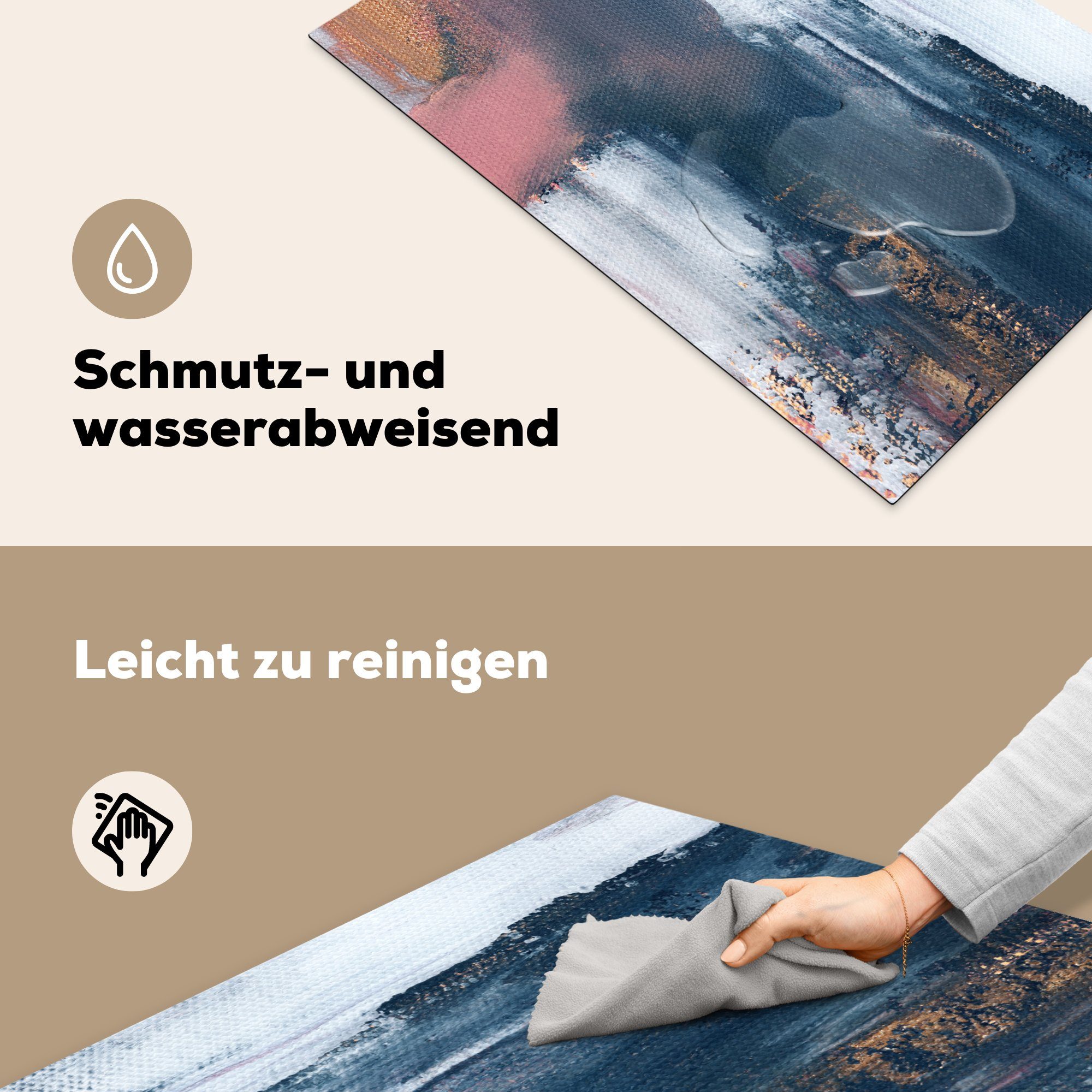 MuchoWow (1 cm, die tlg), Induktionskochfeld - Abstrakt - für Schutz Vinyl, Malerei Ceranfeldabdeckung Design, 81x52 Herdblende-/Abdeckplatte küche,