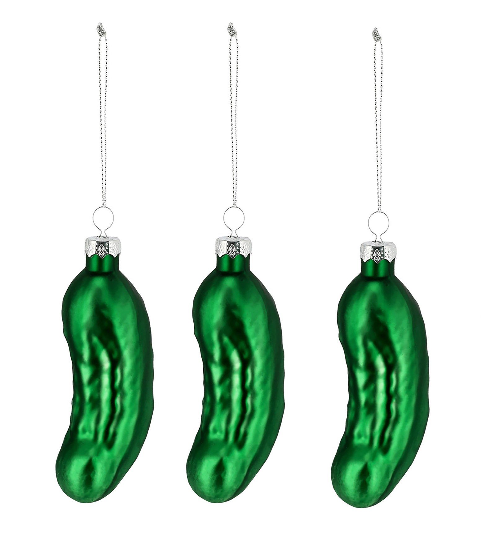 Spetebo Weihnachtsbaumkugel Christbaumschmuck Weihnachts Gurke 10 cm (3 St), Weihnachtsbaum Figur Anhänger aus Glas