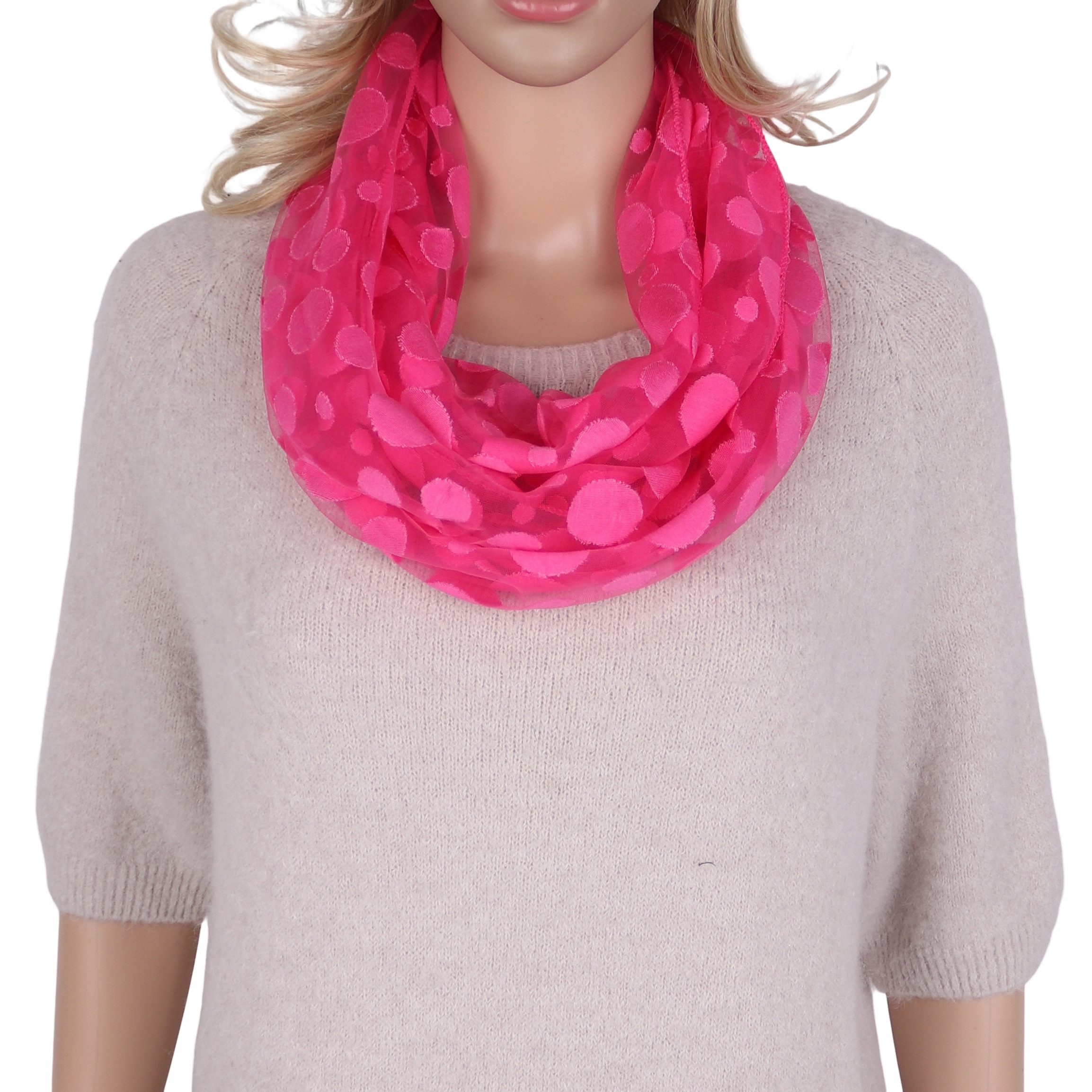 MIRROSI Loop Damen Schal Unifarbe HALBTRANSPARENT, Tolle Muster, Schlauchschal, (ca.160x38cm, zweimal um den Hals wickelbar), sehr leicht und angenehm zu tragen